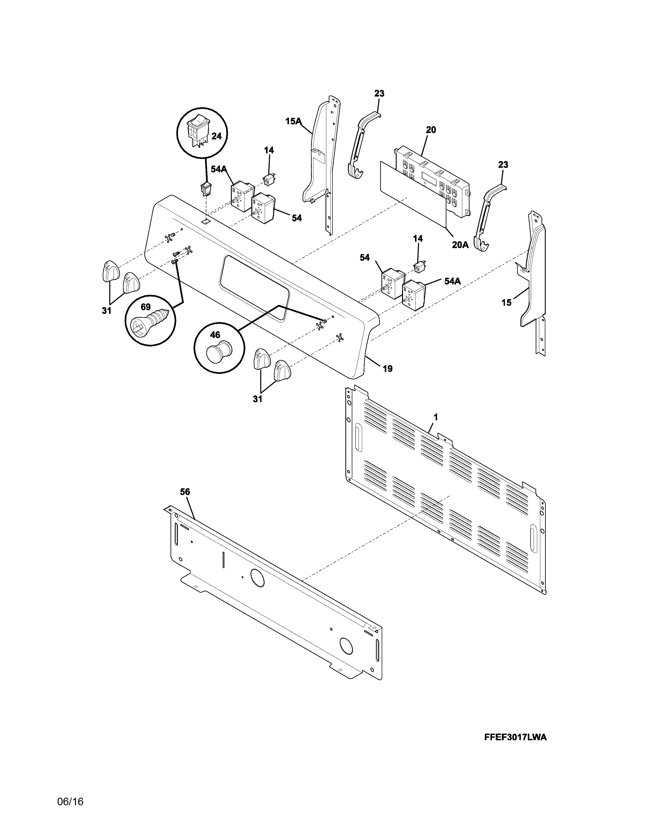 Frigidaire CFEF3014TWA backguard diagram