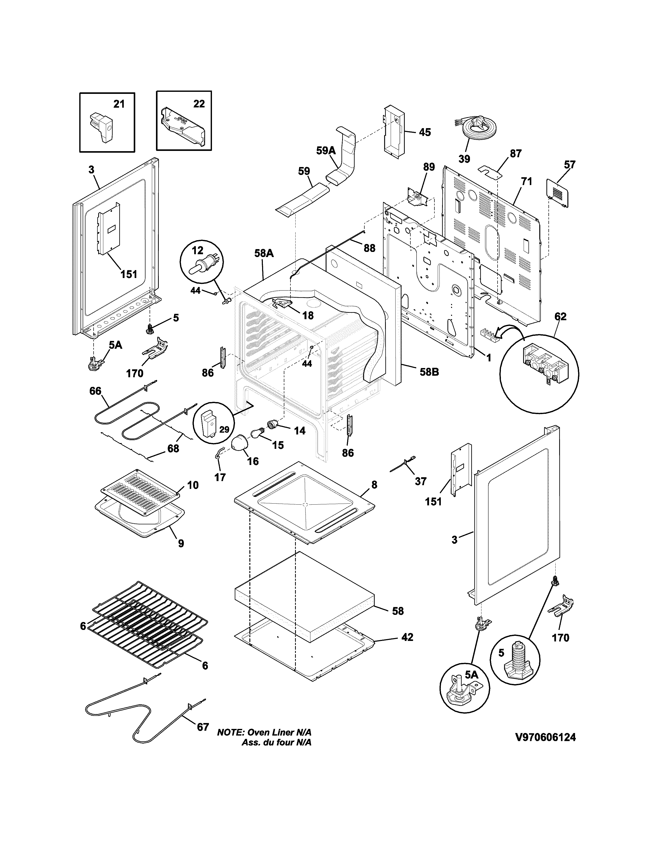 Frigidaire CFEF3014TWA body diagram