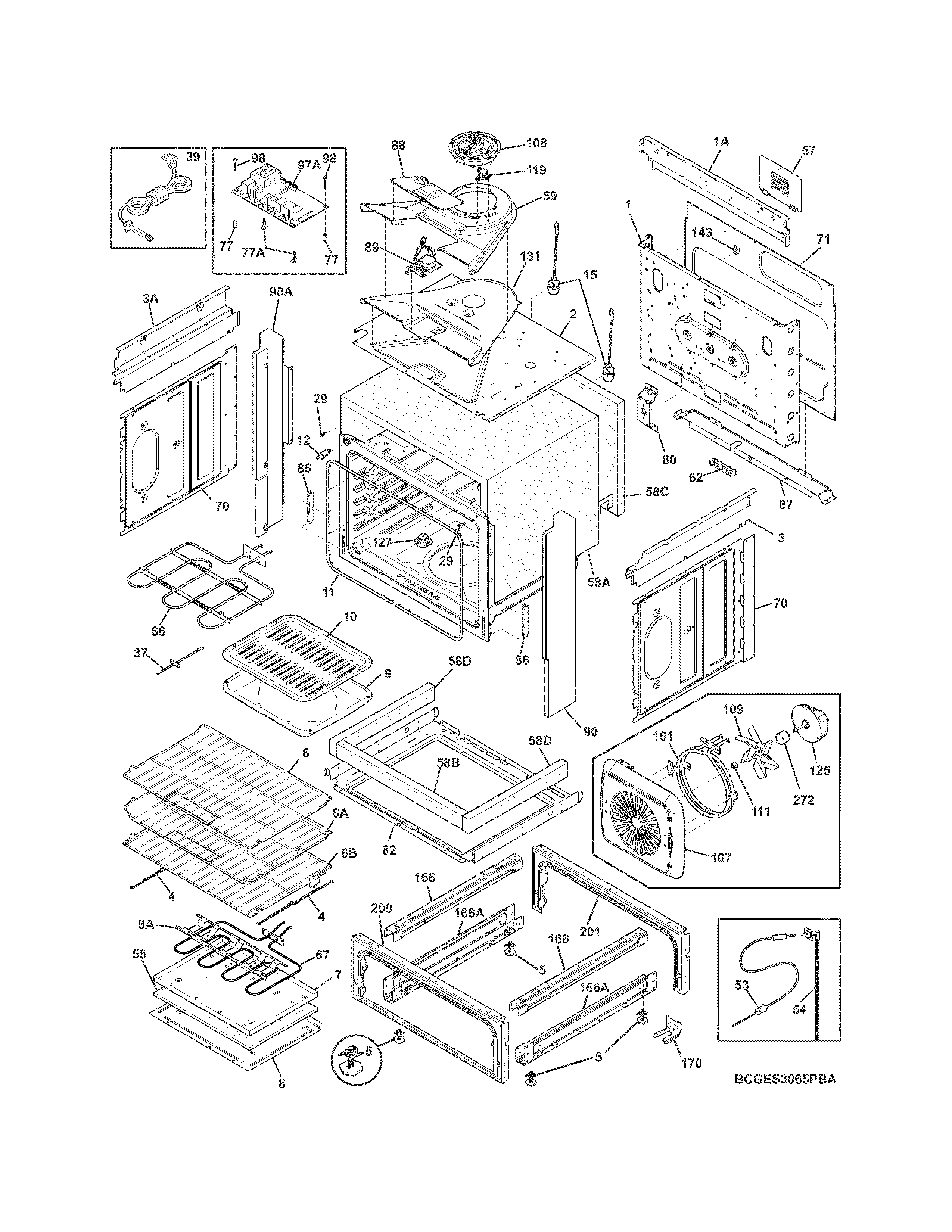Frigidaire CGES3065PWA body diagram