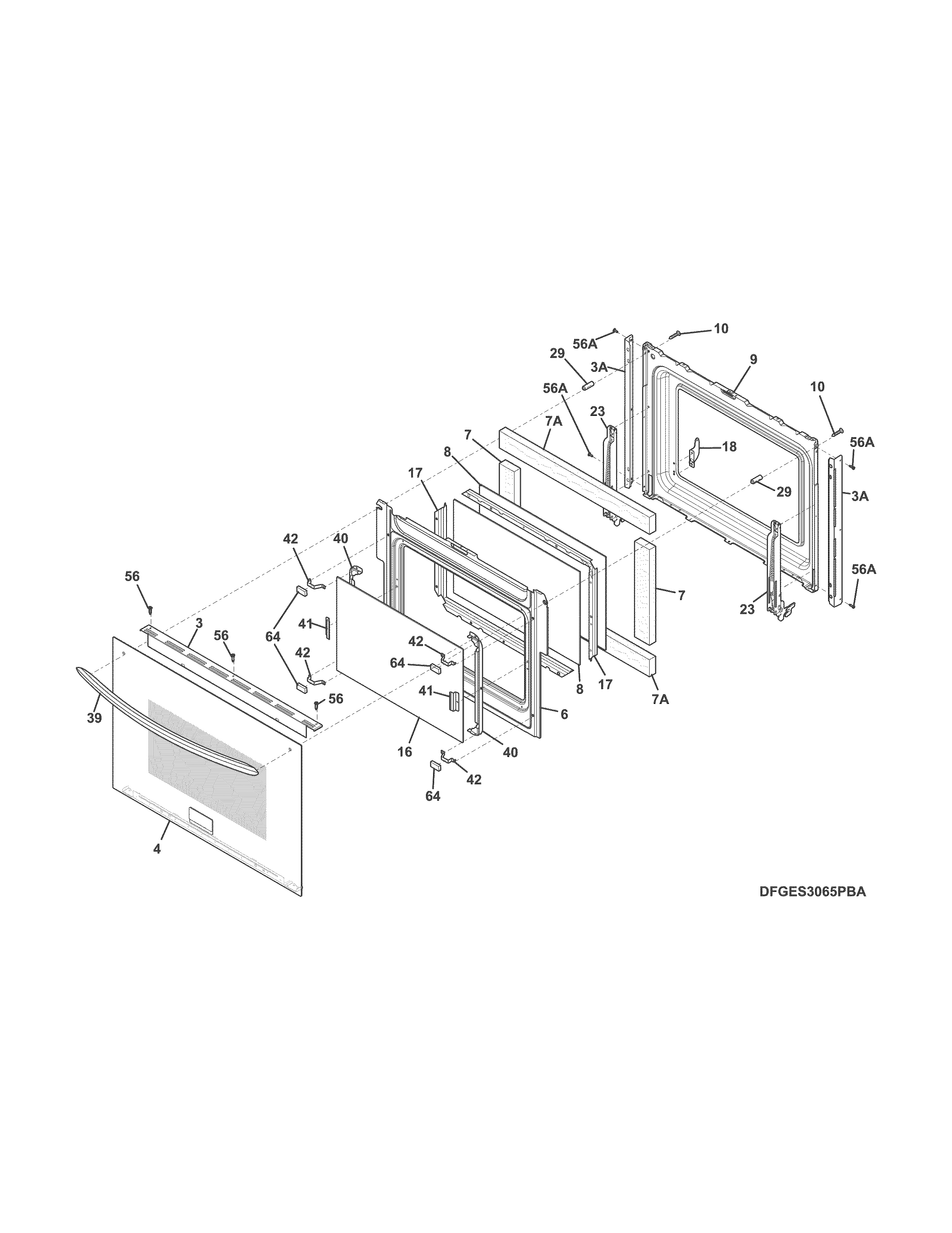 Frigidaire CGES3065PWA door diagram