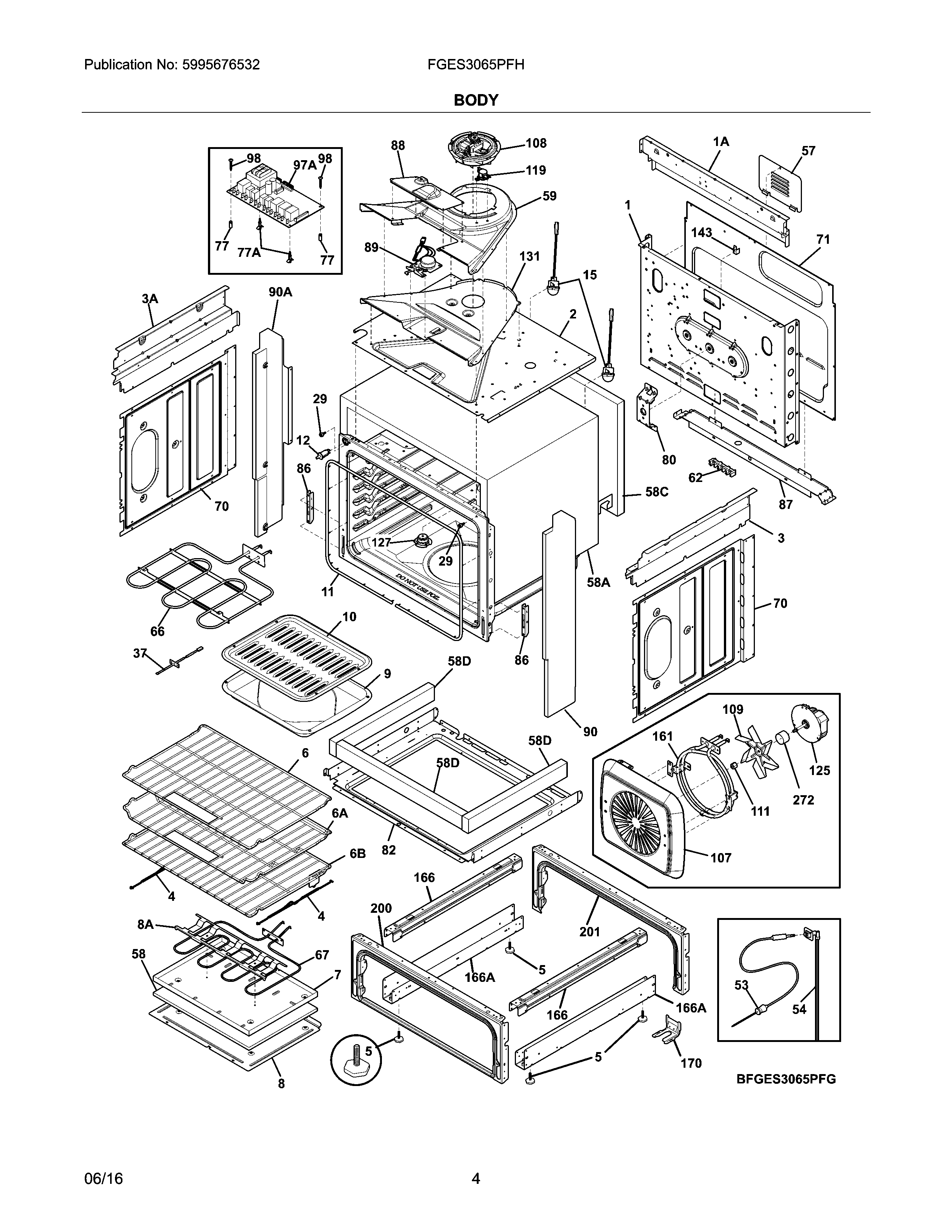 Frigidaire FGES3065PFH body diagram