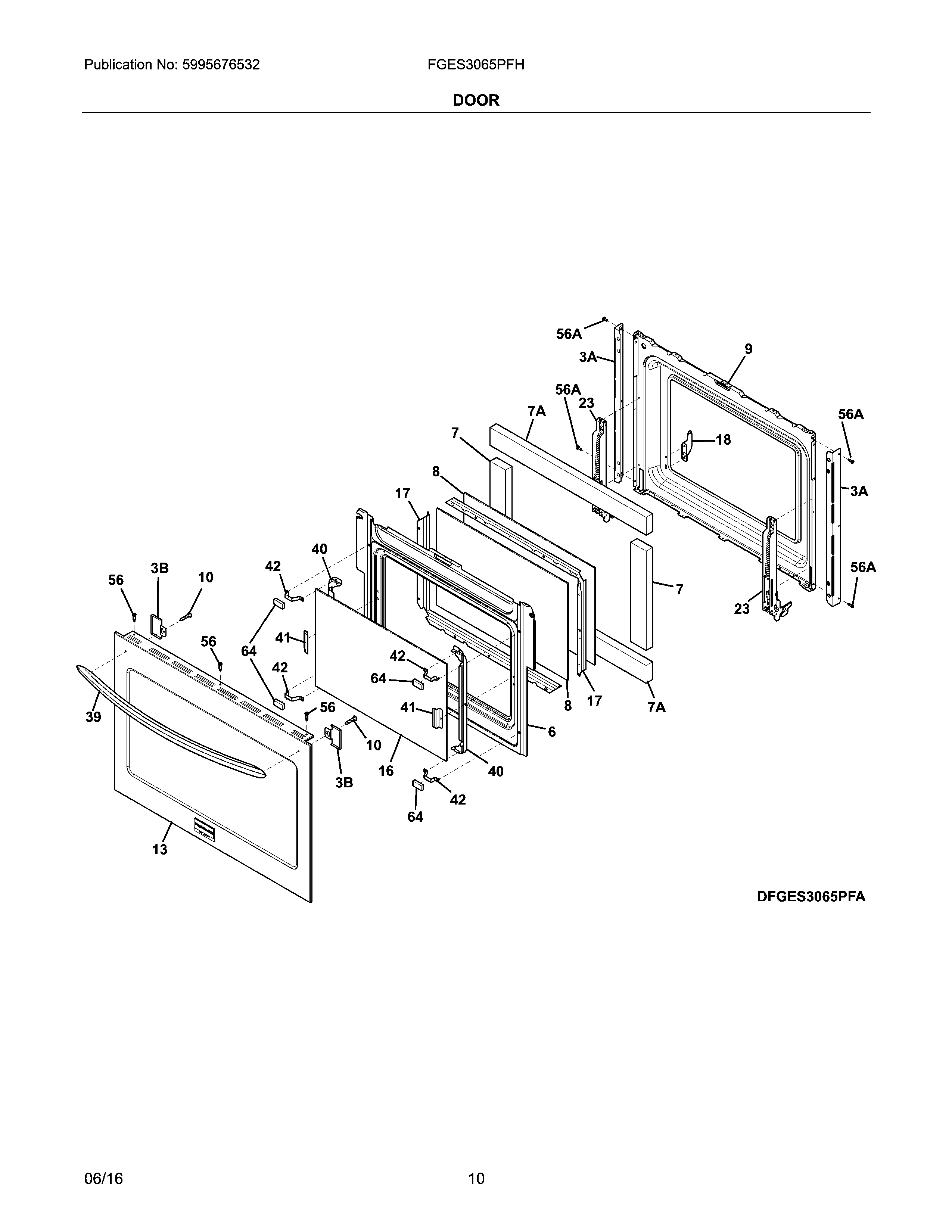 Frigidaire FGES3065PFH door diagram
