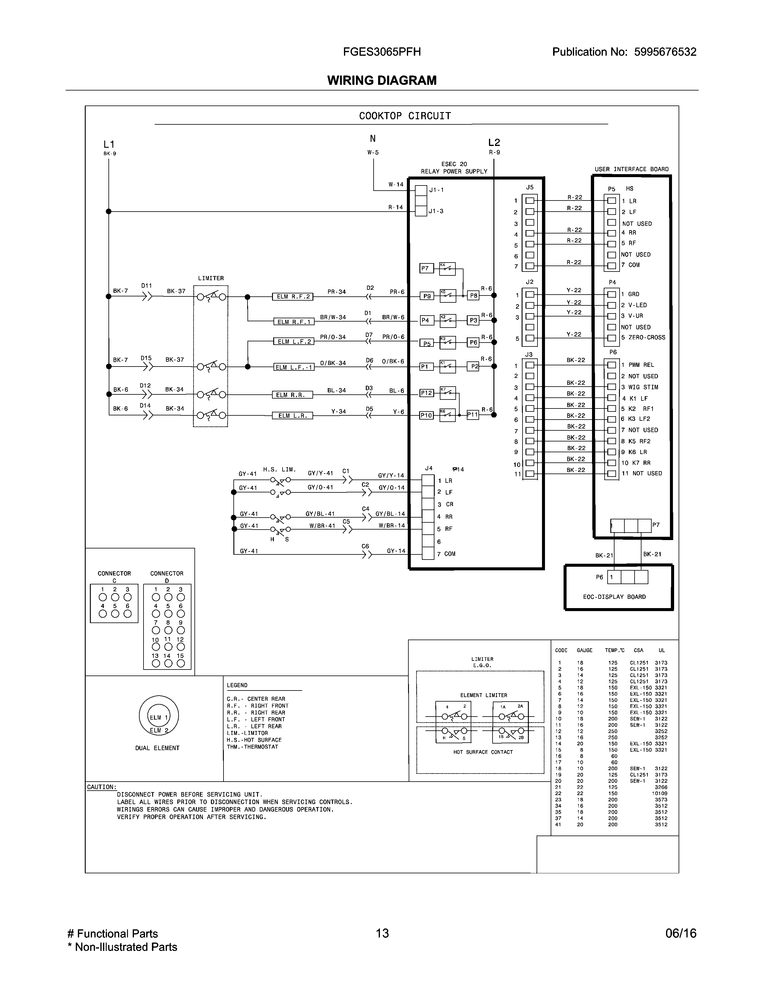 Frigidaire FGES3065PFH wiring diagram diagram