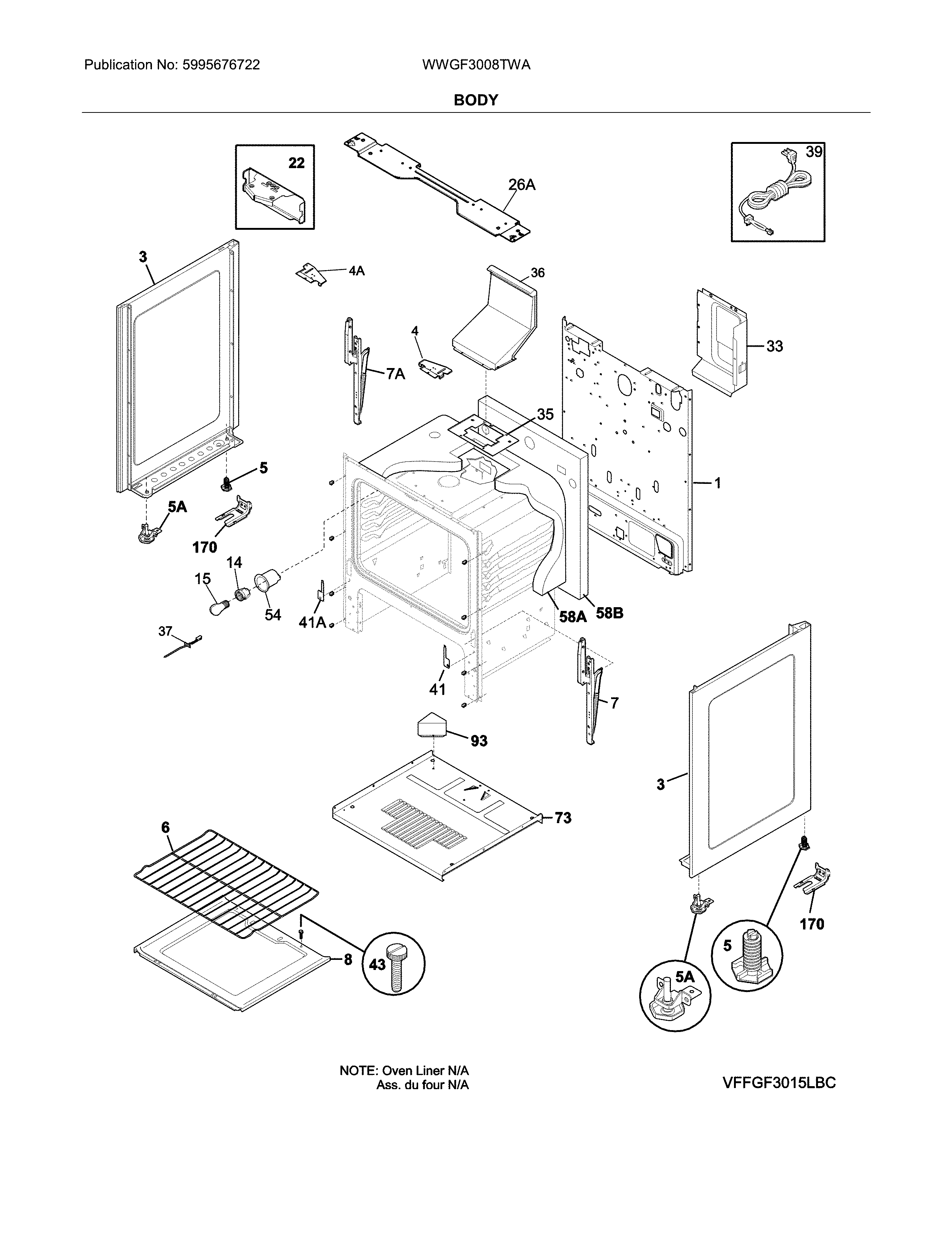 White-Westinghouse WWGF3008TWA body diagram