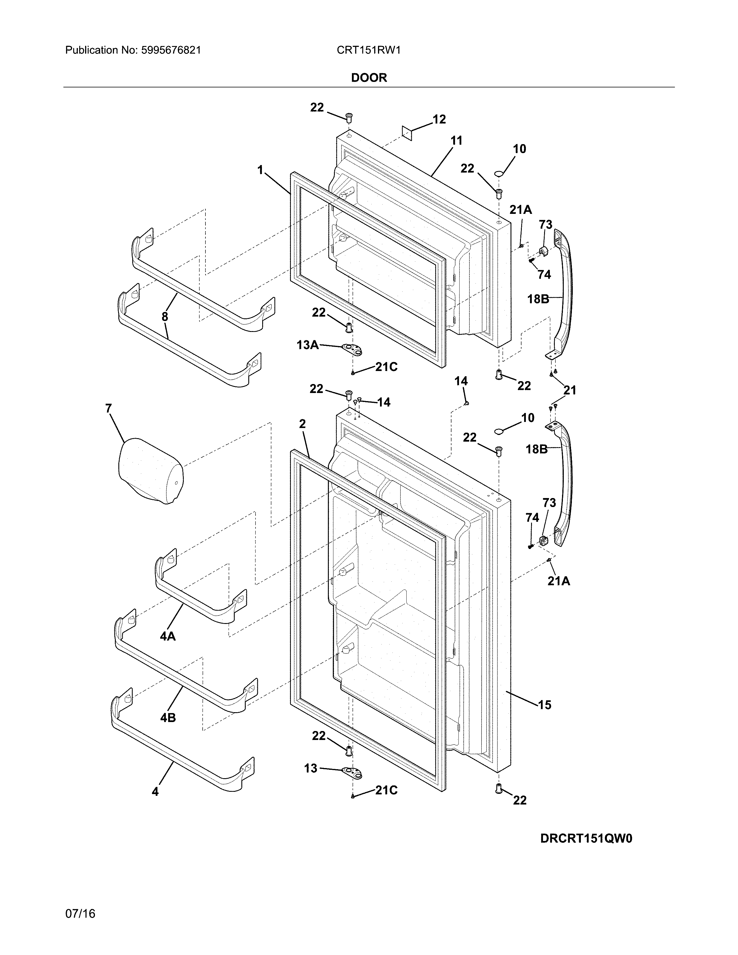 Crosley CRT151RW1 doors diagram