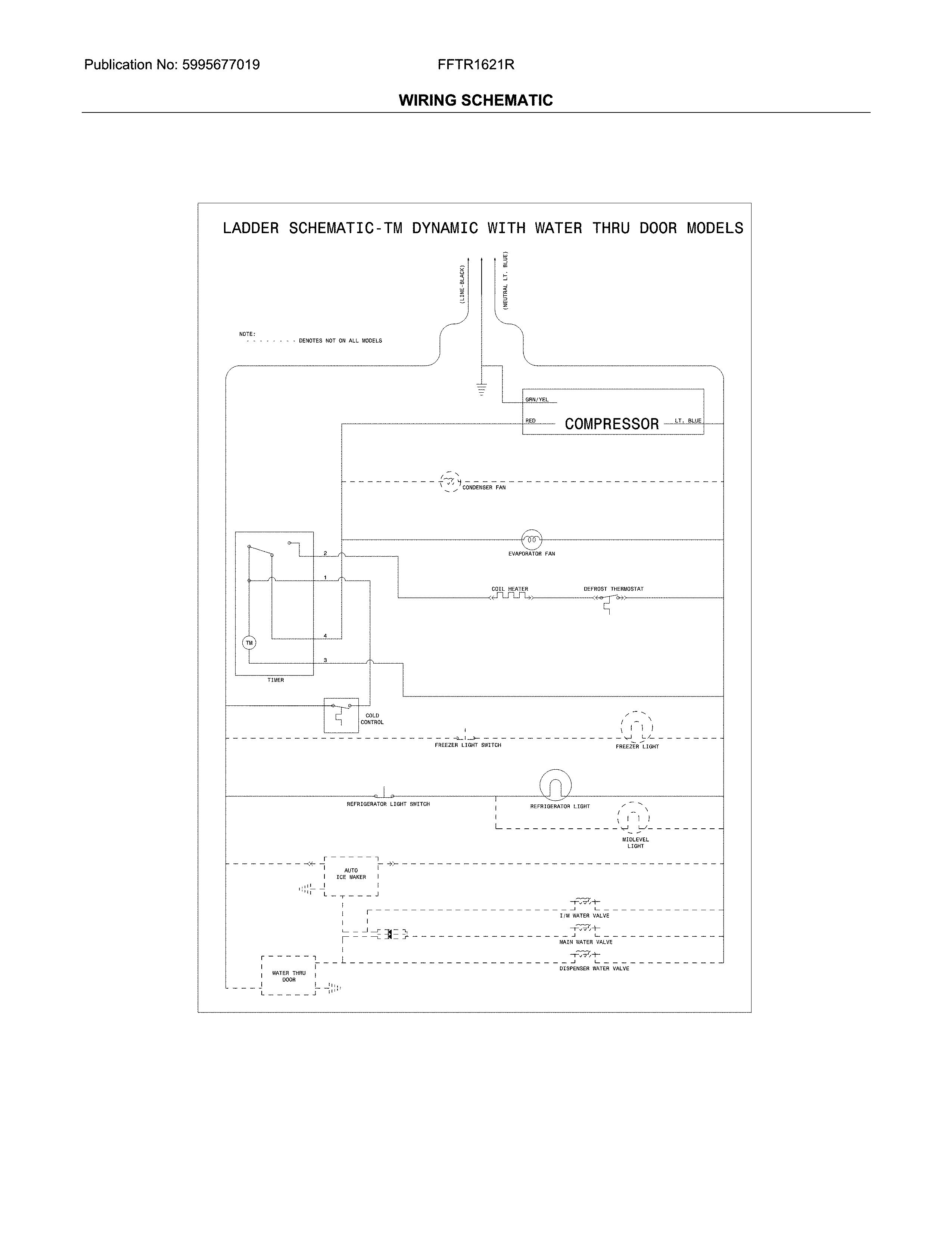 Frigidaire FFTR1621RW1 wiring schematic diagram