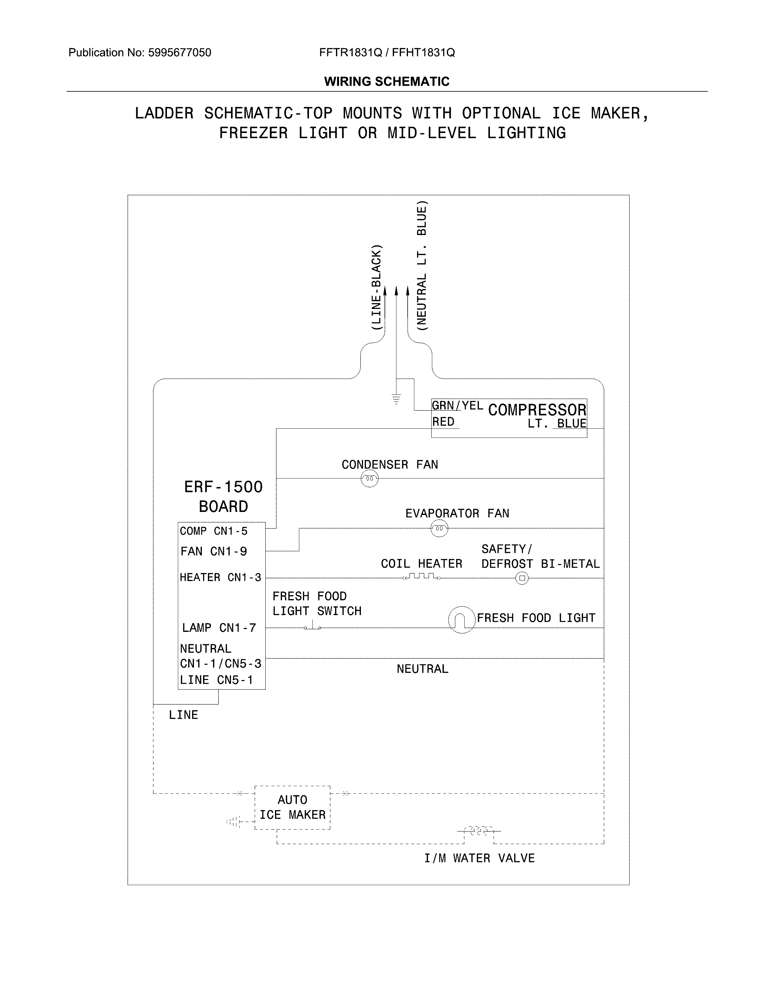 Frigidaire FFHT1831QP3 wiring schematic diagram