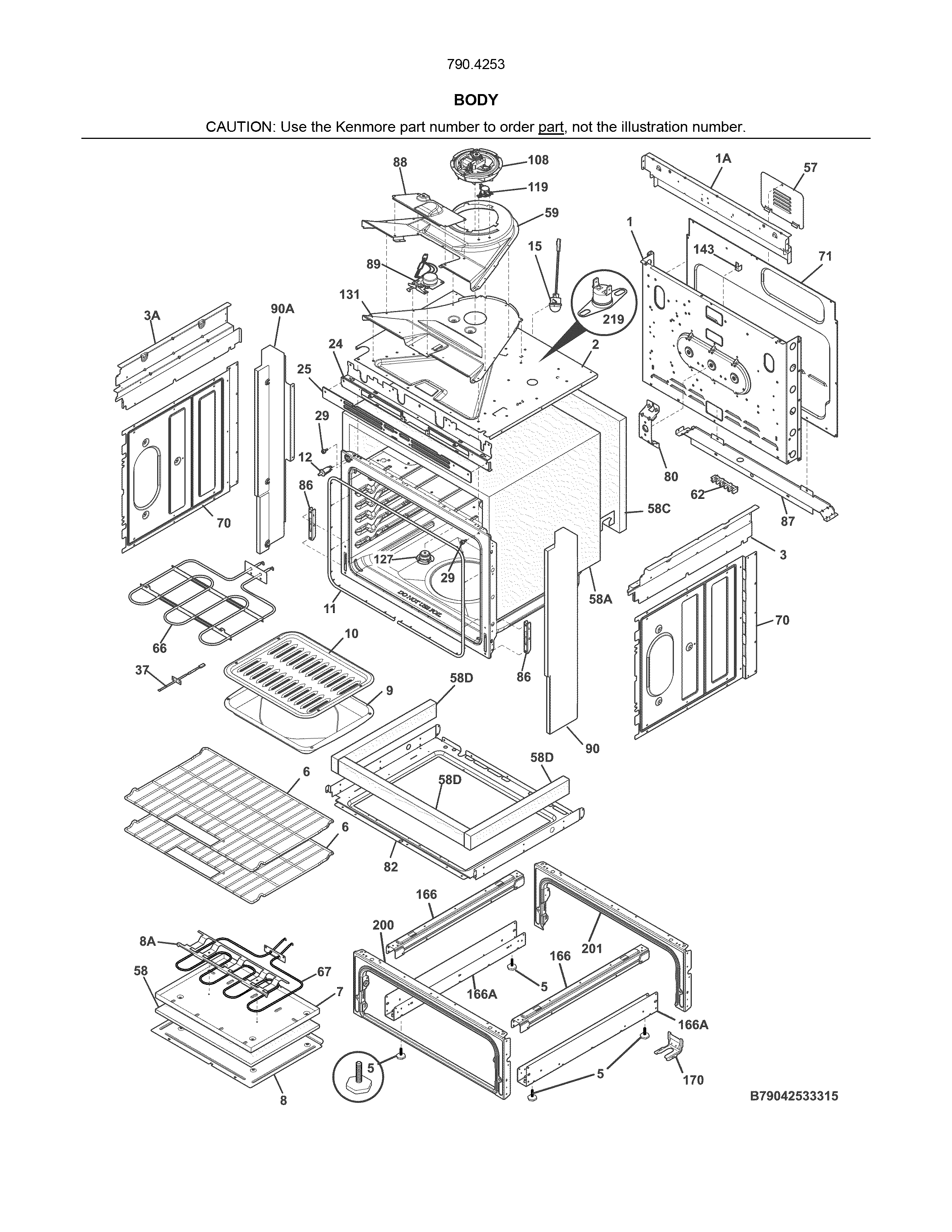 Kenmore 79042531315 body diagram