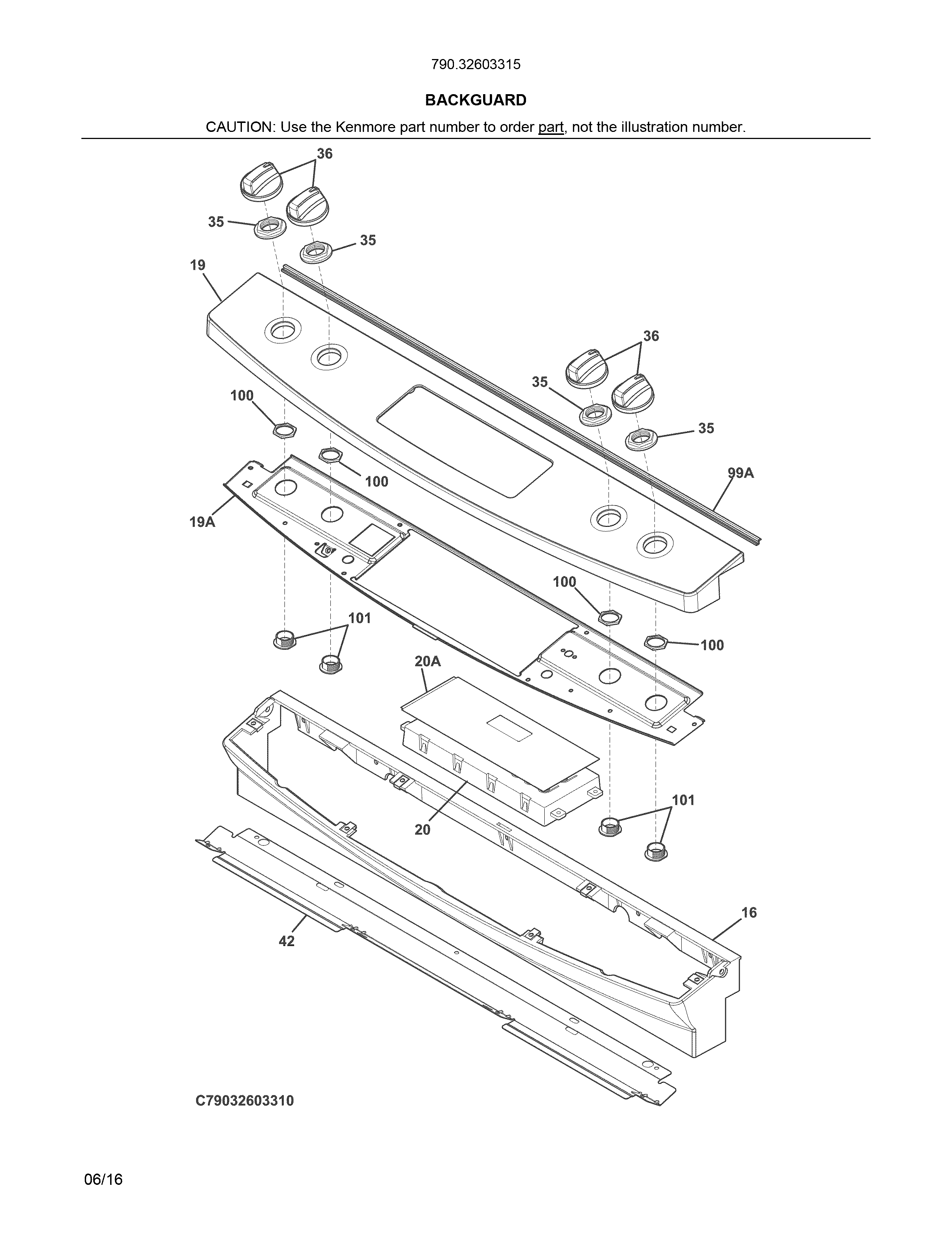 Kenmore 79032603315 backguard diagram
