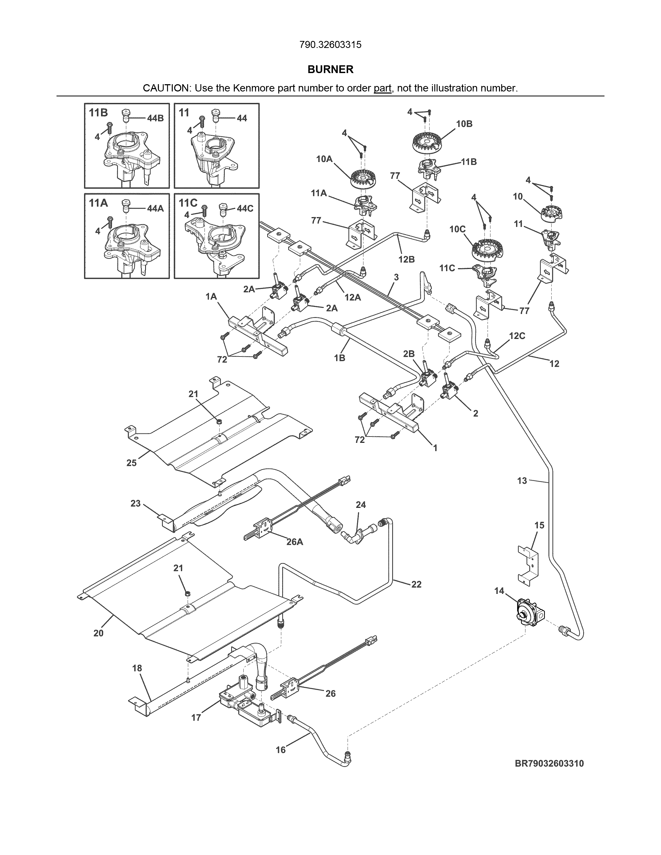 Kenmore 79032603315 burner diagram