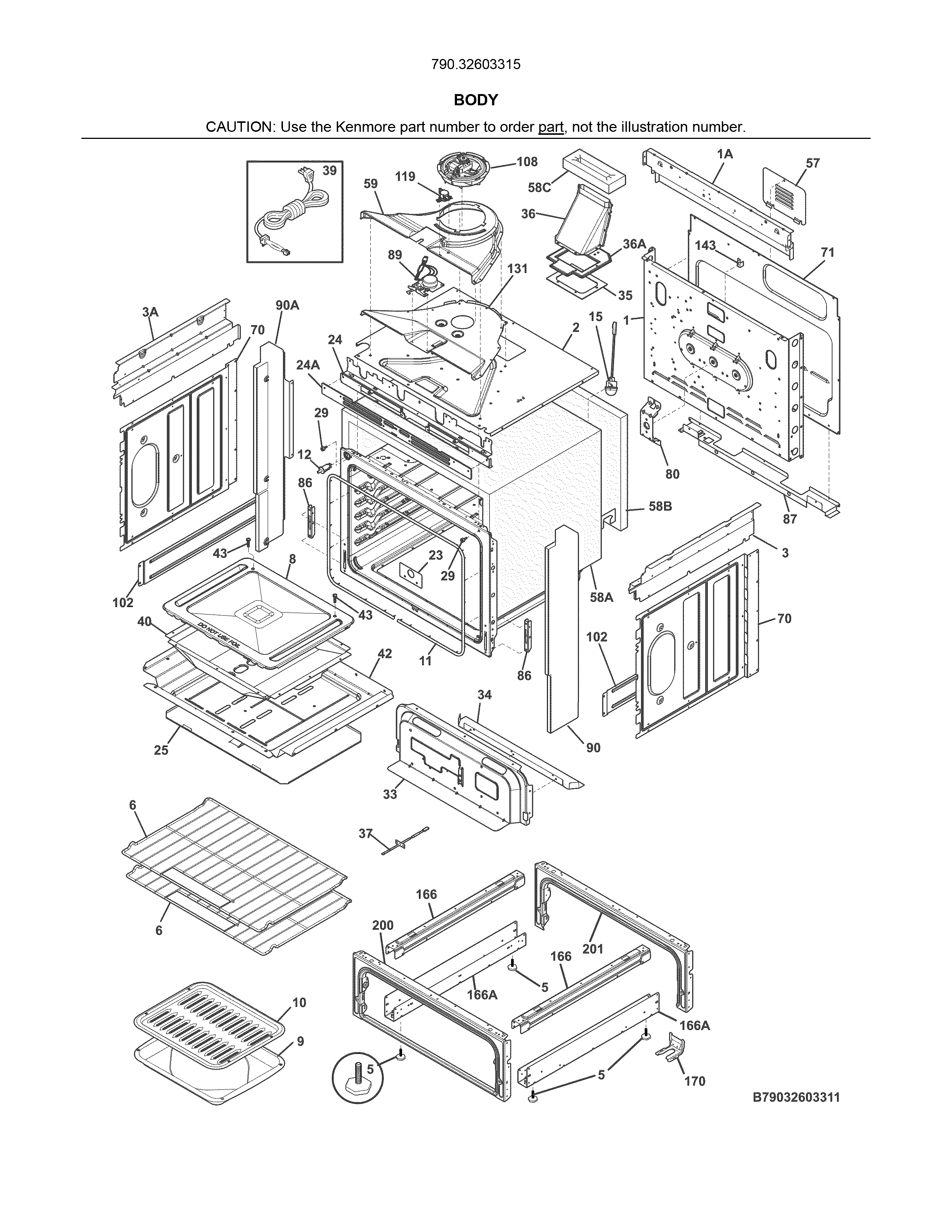 Kenmore 79032603315 body diagram