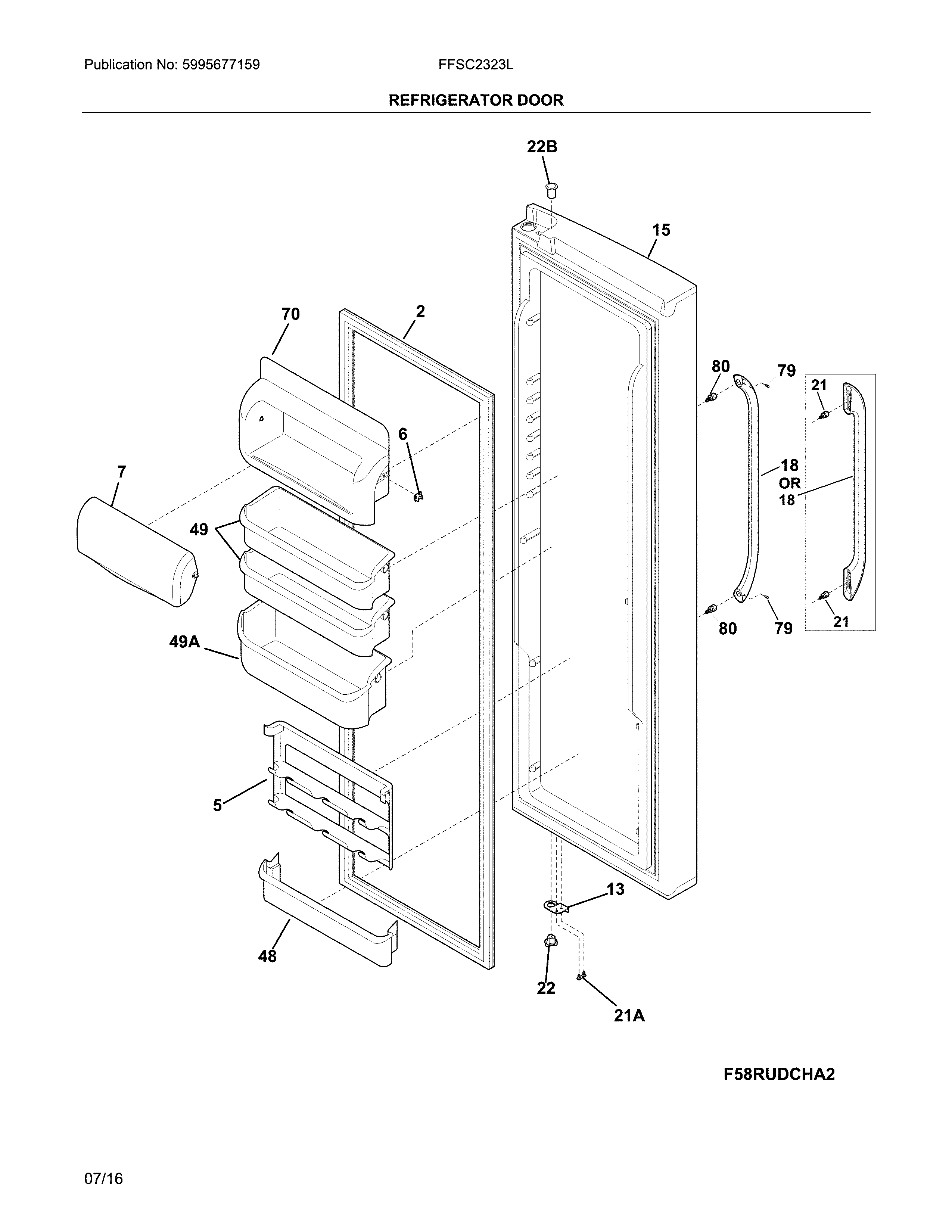 Frigidaire FFSC2323LPBA refrigerator door diagram