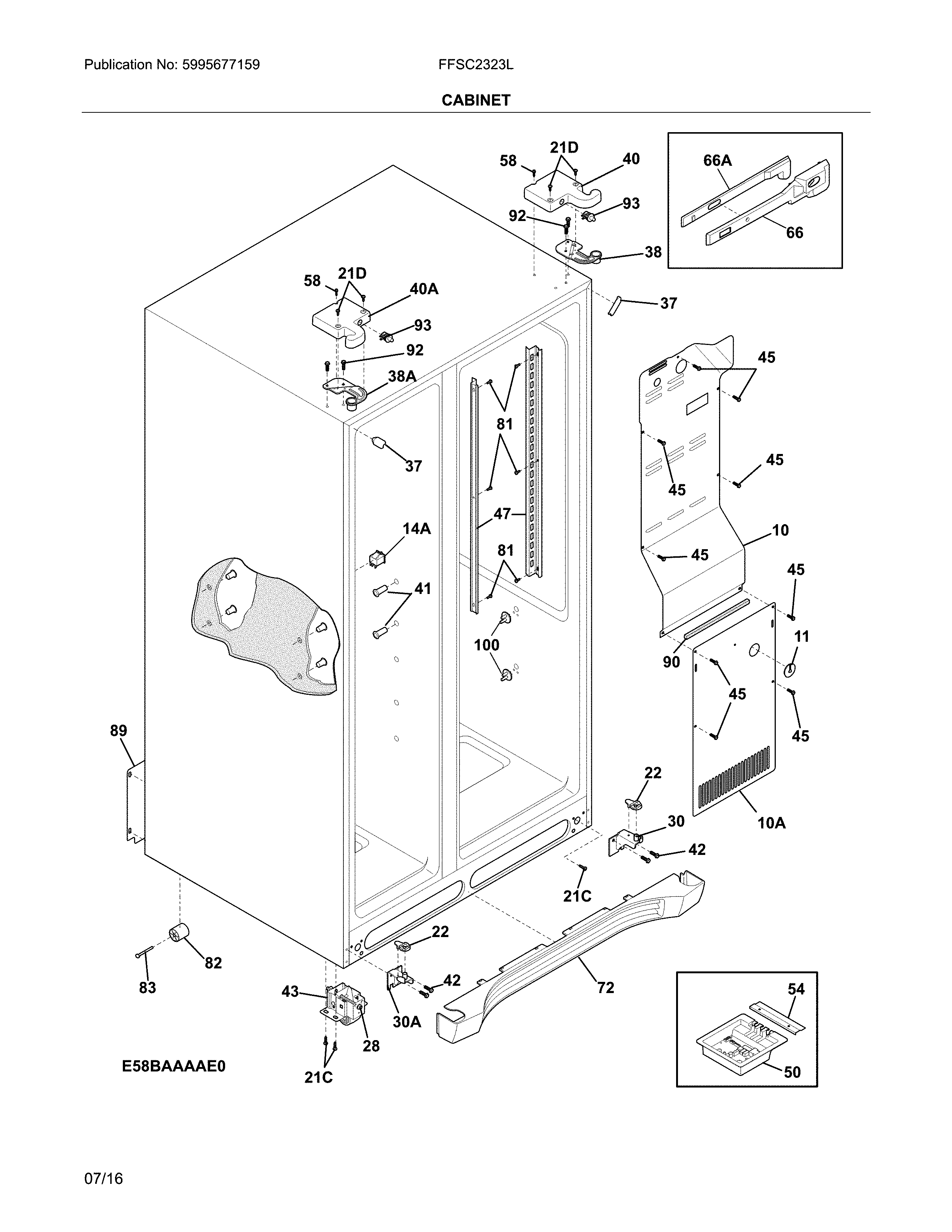Frigidaire FFSC2323LPBA cabinet diagram