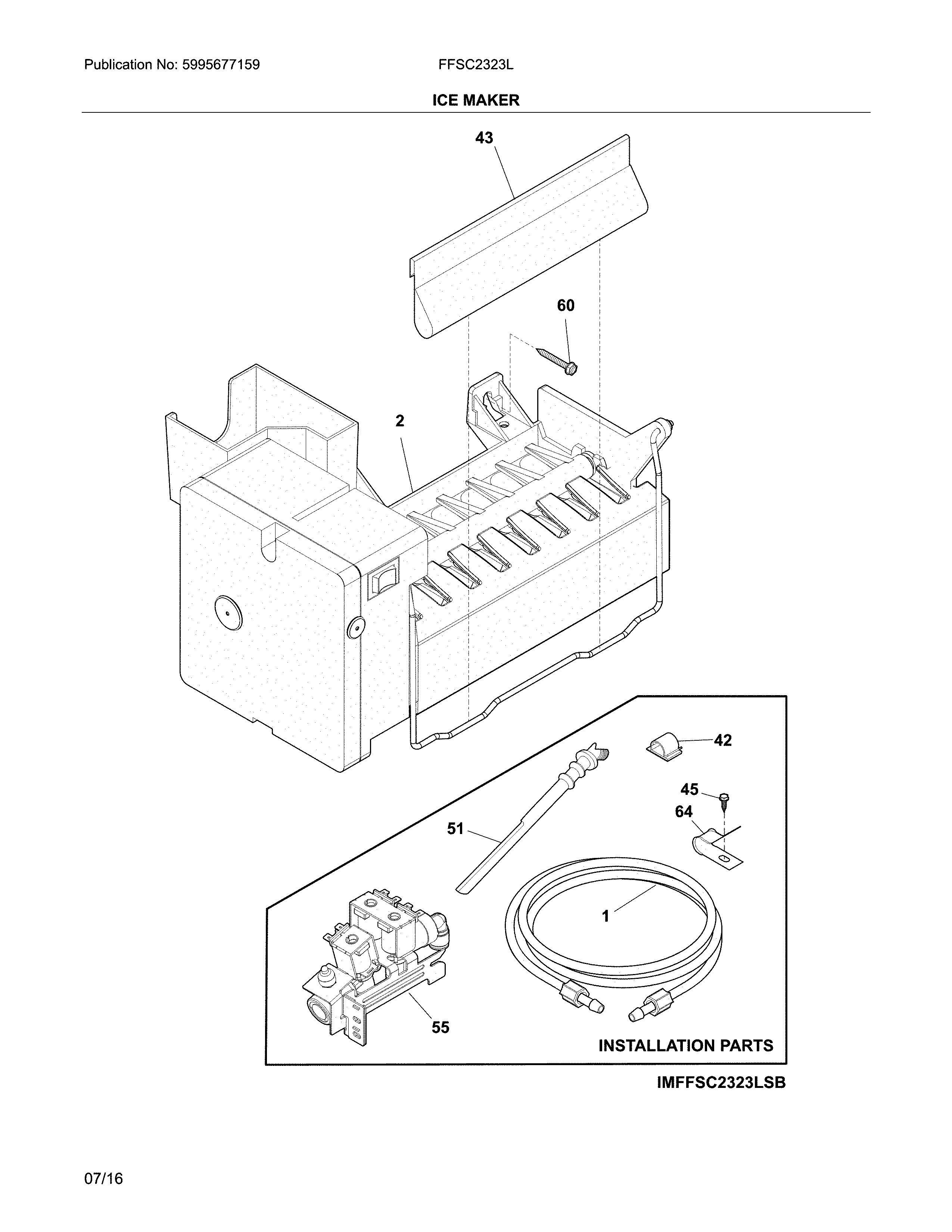 Frigidaire FFSC2323LPBA ice maker diagram