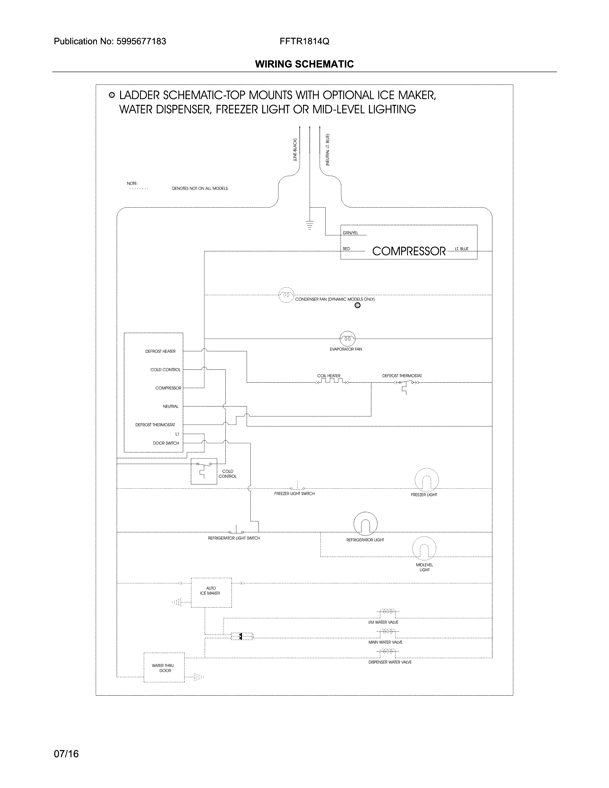 Frigidaire FFTR1814QW4A wiring schematic diagram