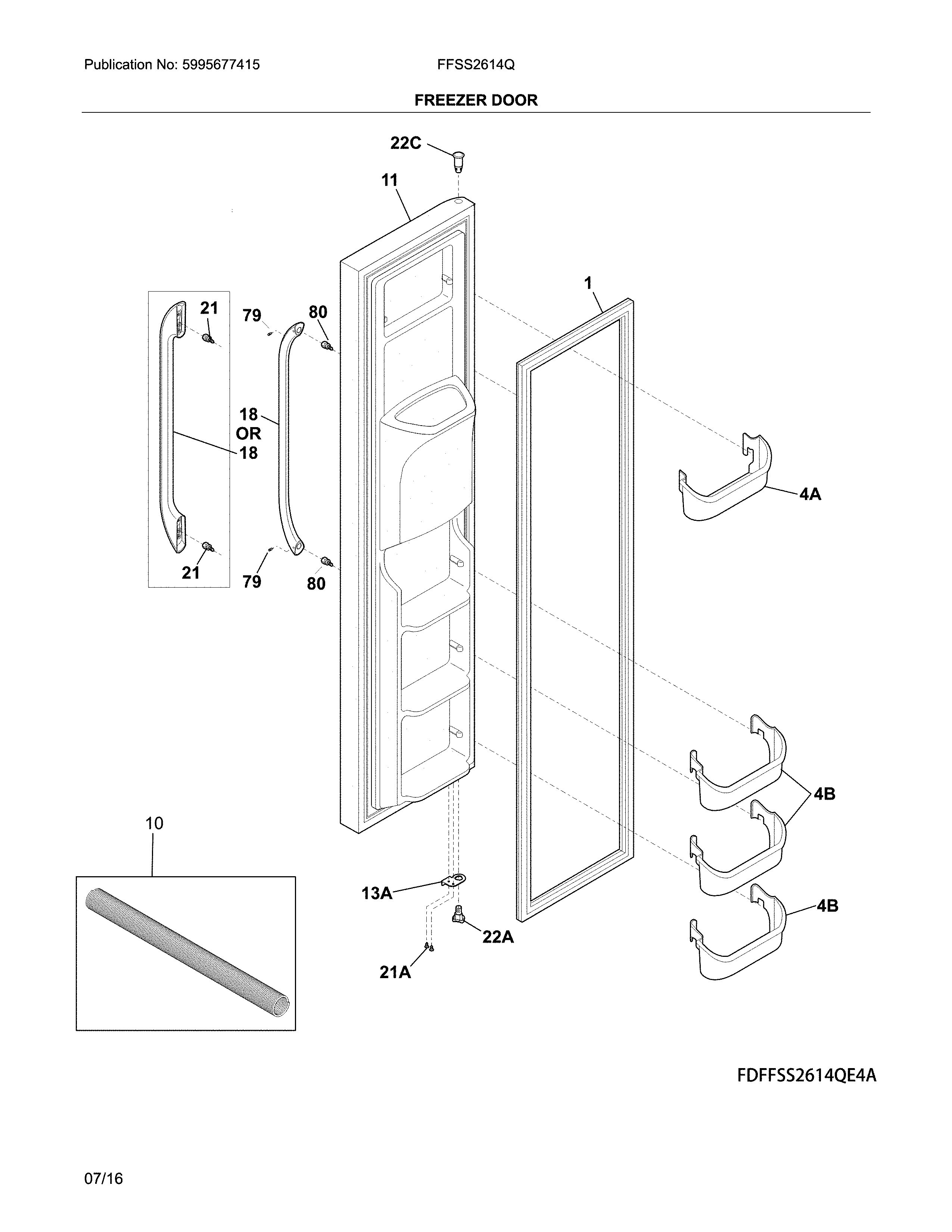 Frigidaire FFSS2614QP6A freezer door diagram