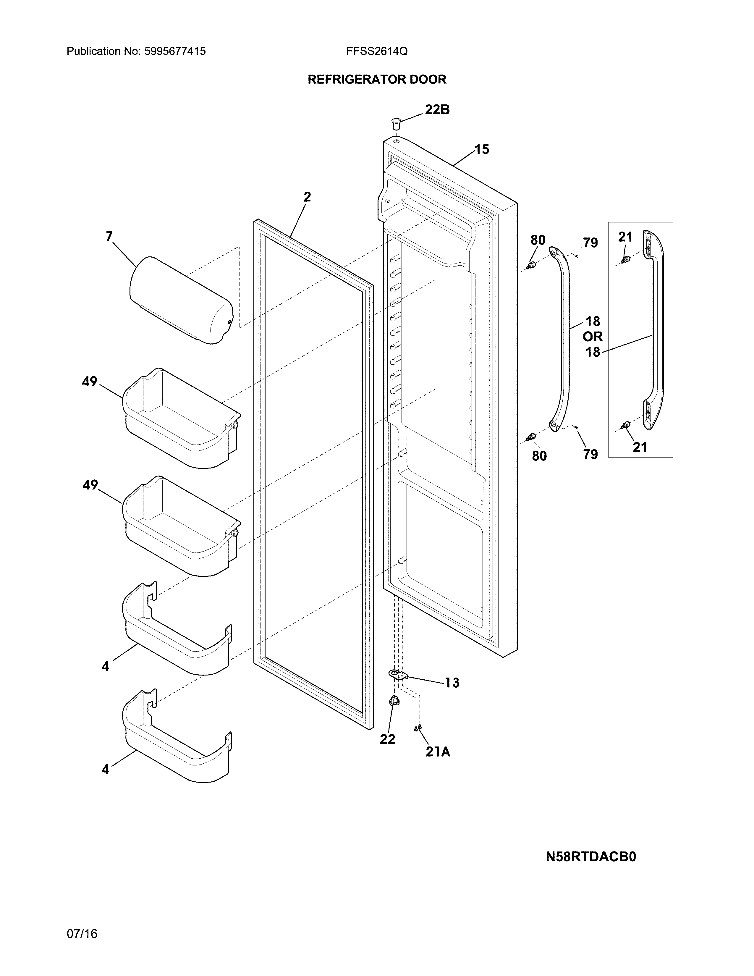 Frigidaire FFSS2614QP6A refrigerator door diagram