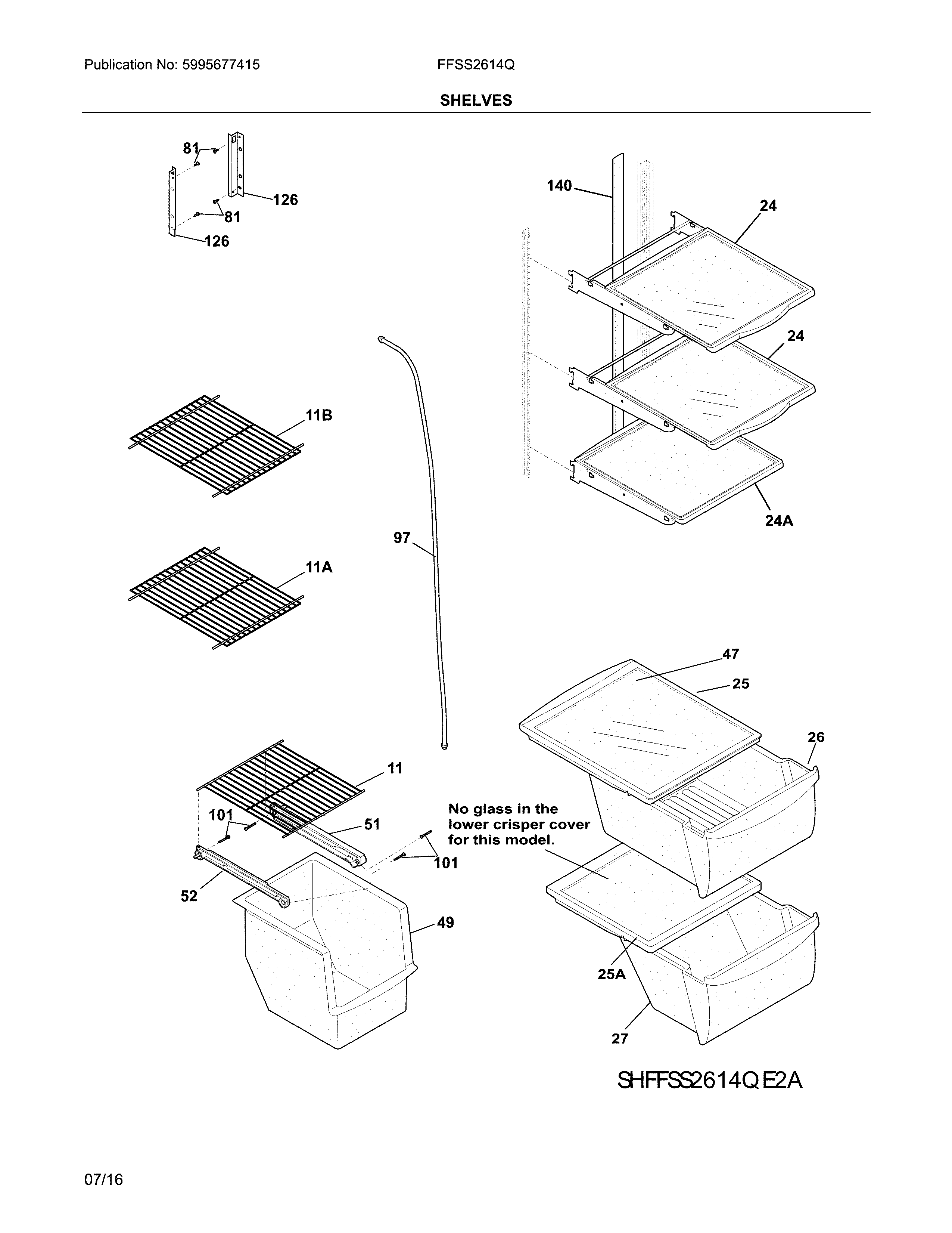 Frigidaire FFSS2614QP6A shelves diagram