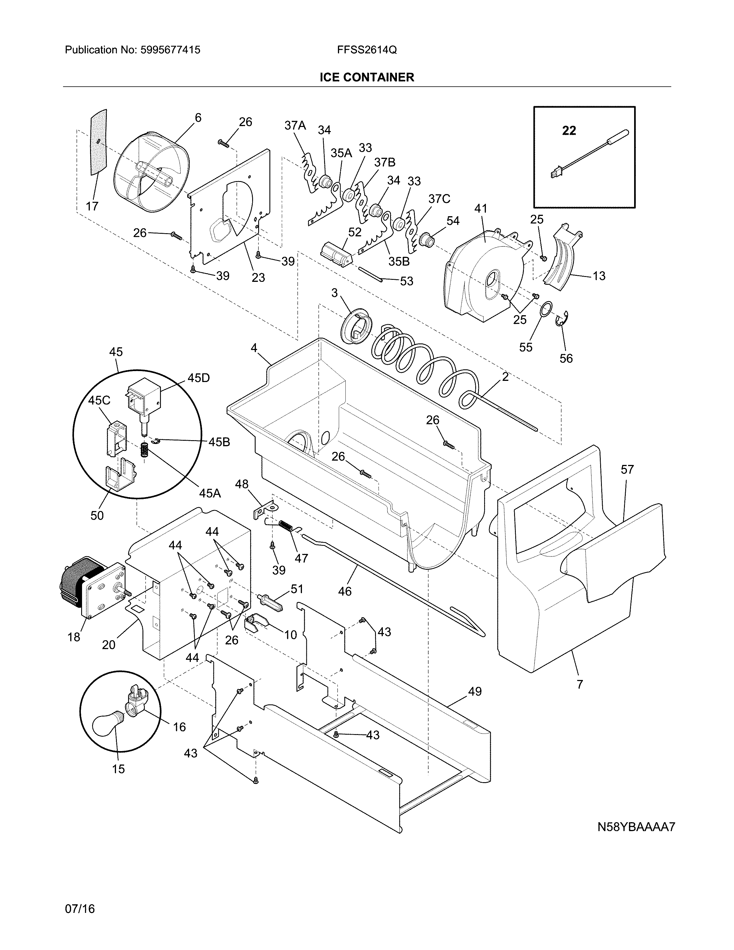 Frigidaire FFSS2614QP6A ice container diagram