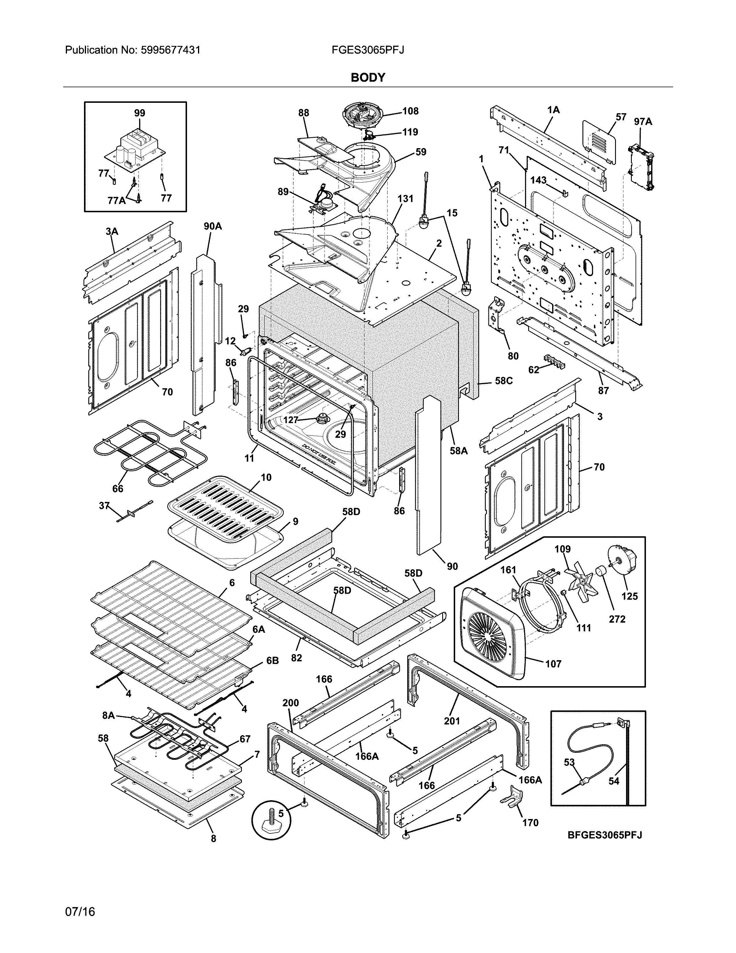 Frigidaire FGES3065PFJ body diagram