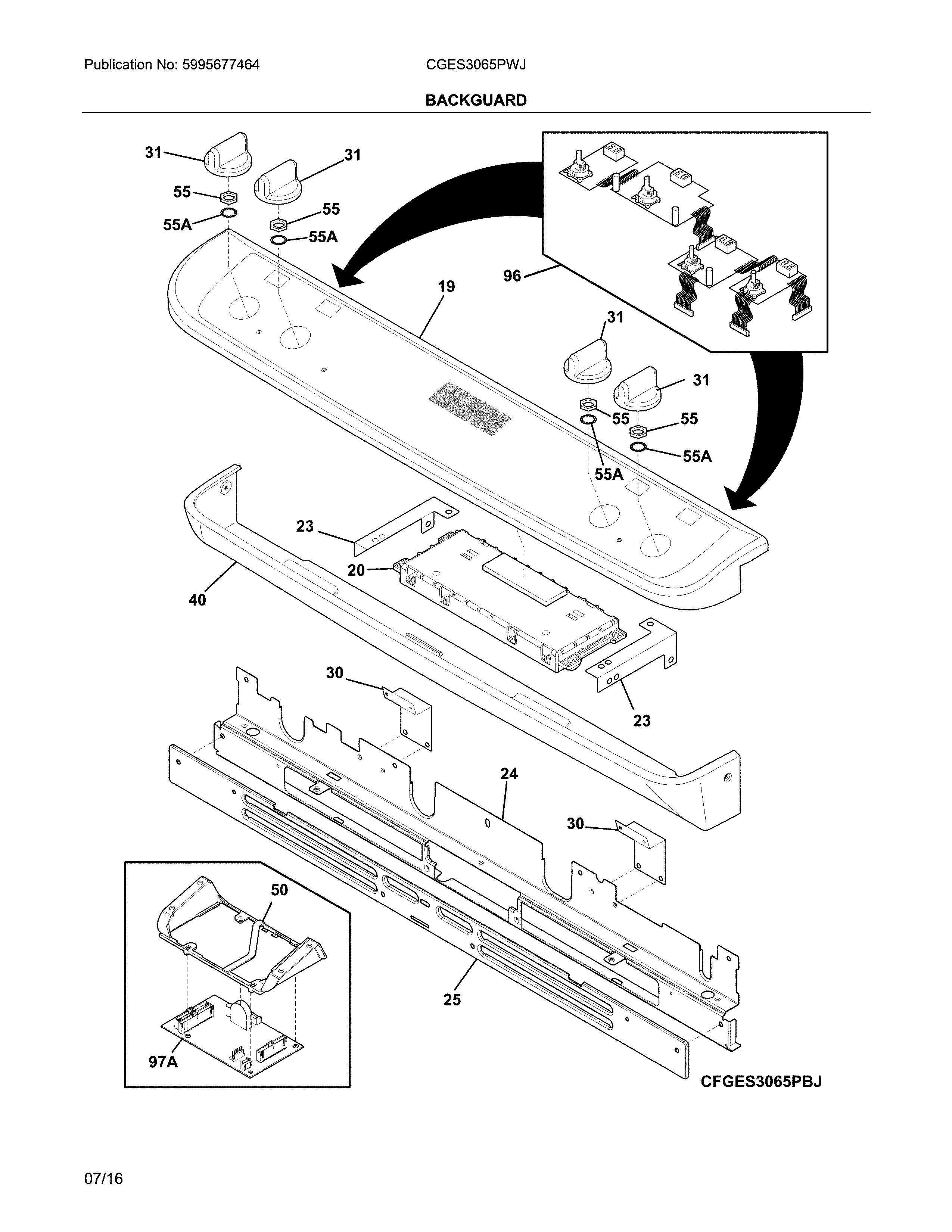Frigidaire CGES3065PWJ backguard diagram