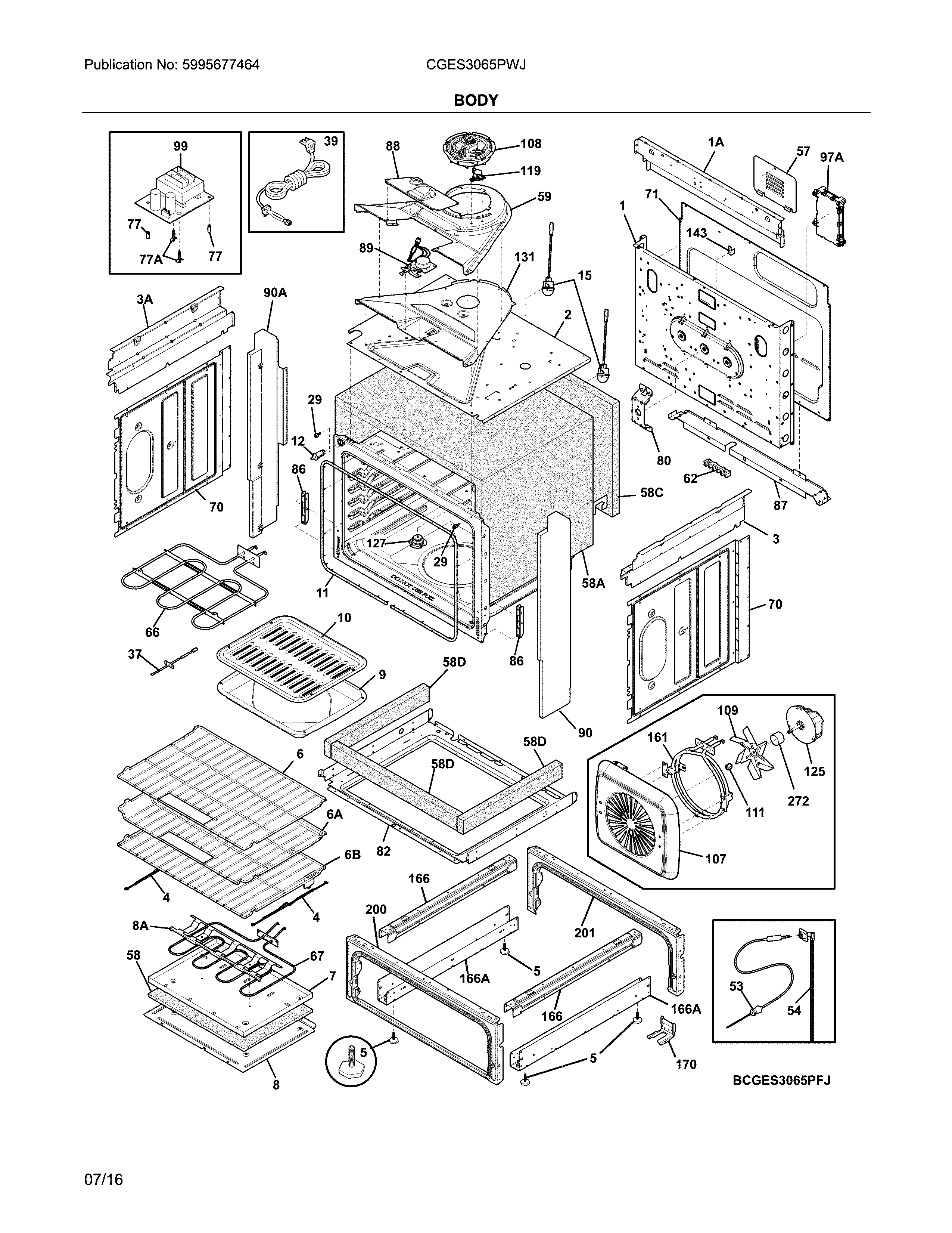Frigidaire CGES3065PWJ body diagram