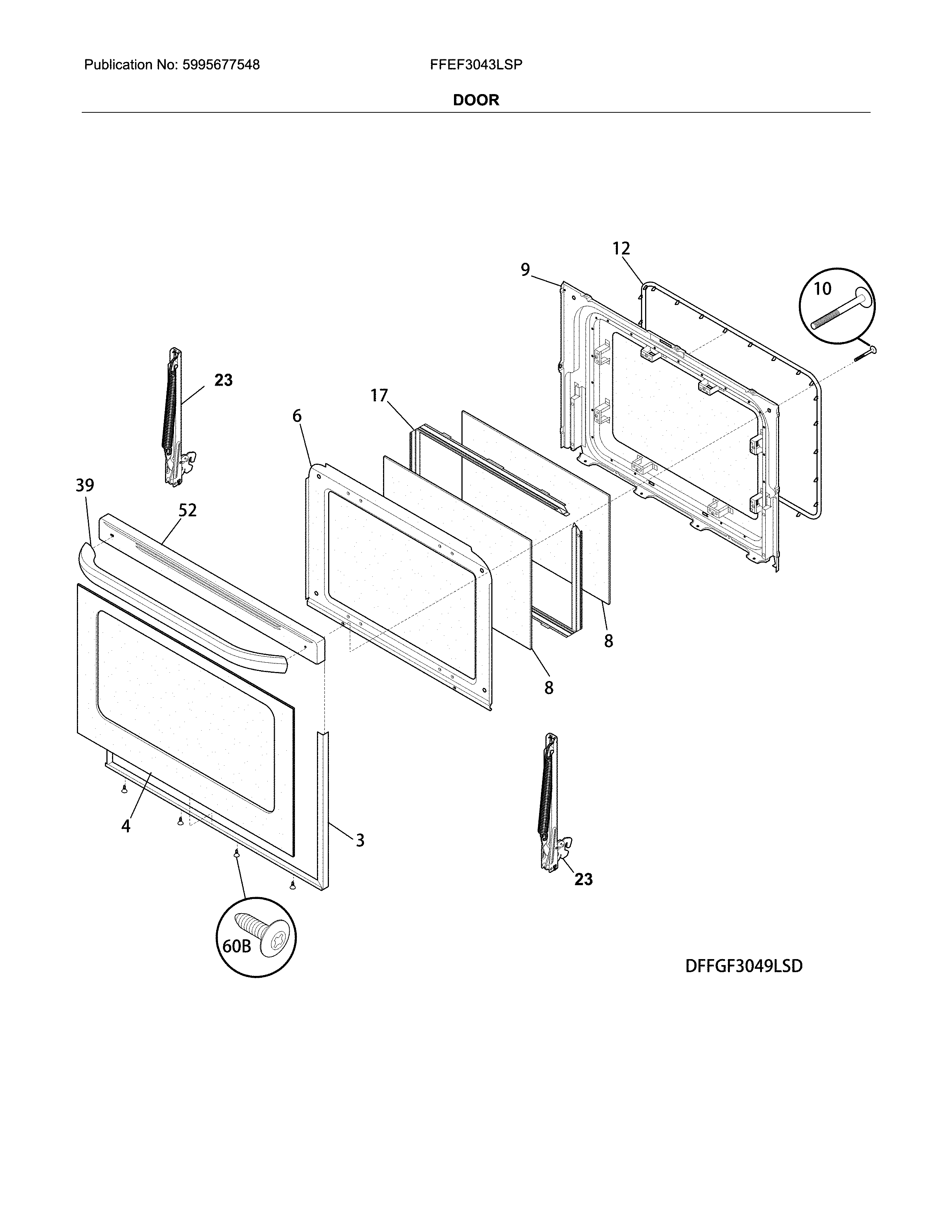 Frigidaire FFEF3043LSP door diagram