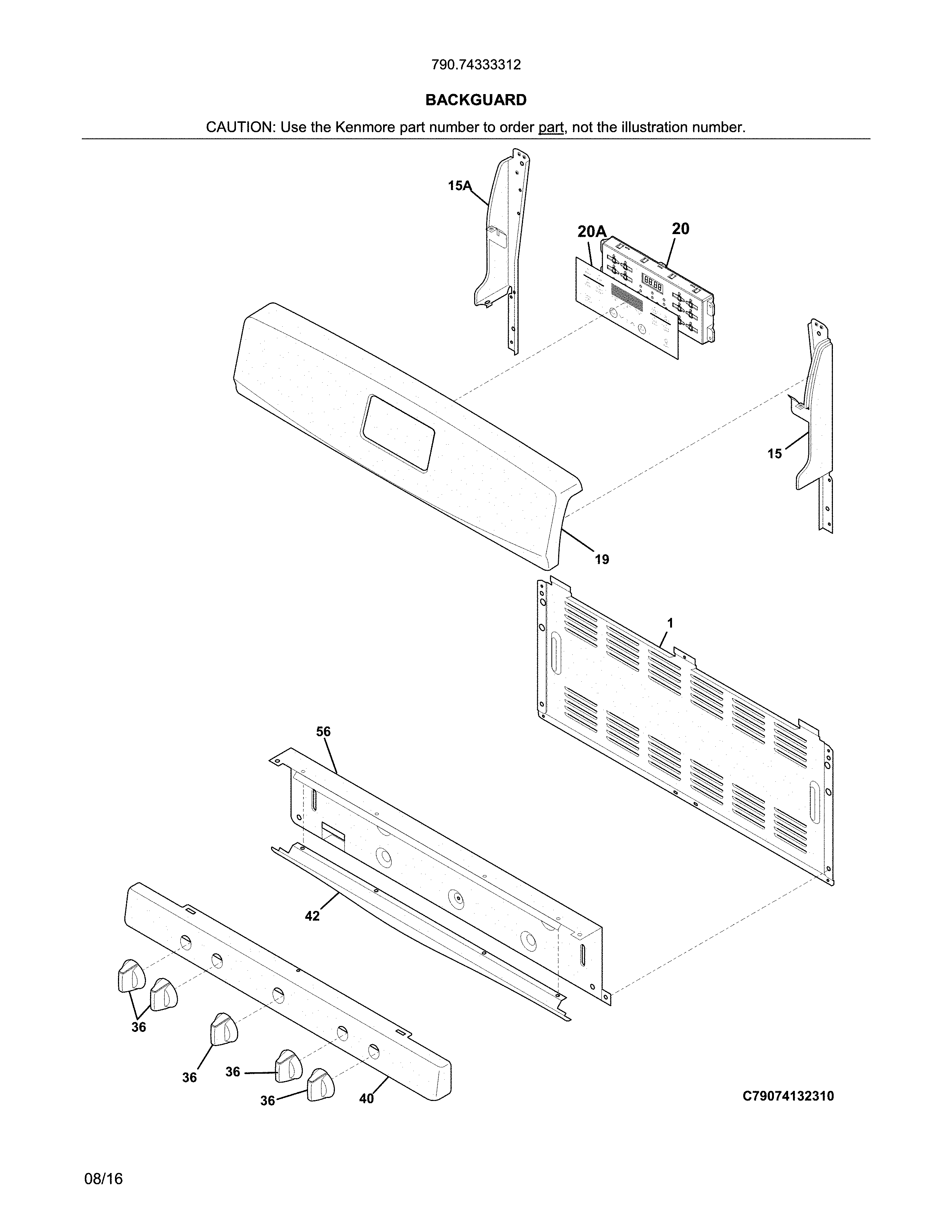 Kenmore 79074333312 backguard diagram