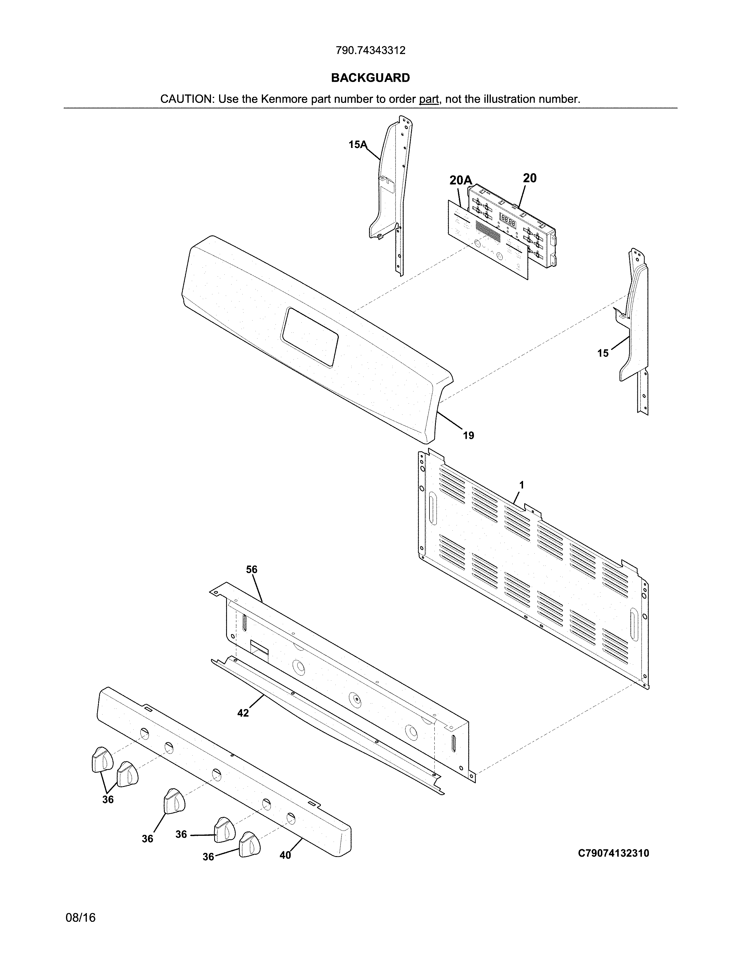 Kenmore 79074343312 backguard diagram