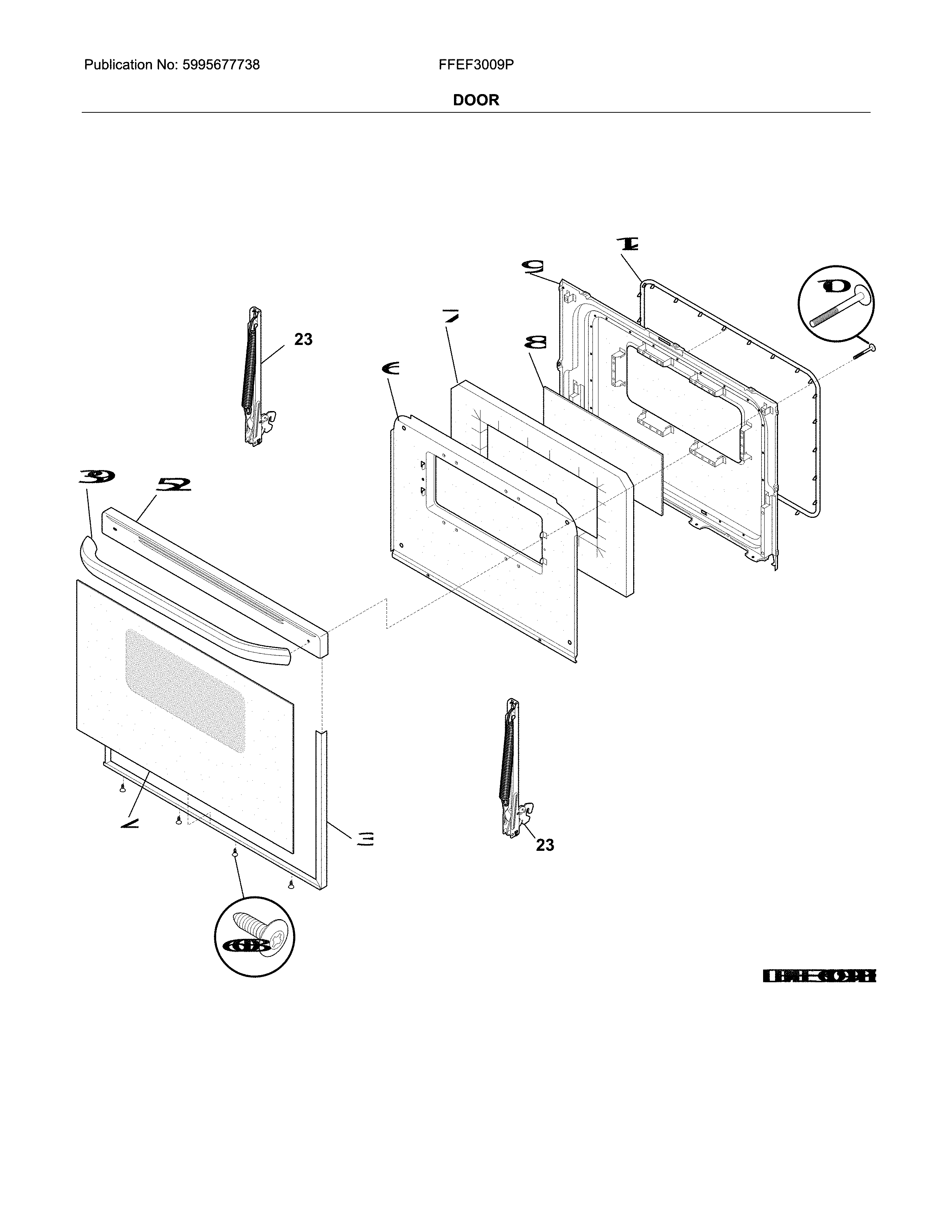 Frigidaire FFEF3009PWC door diagram