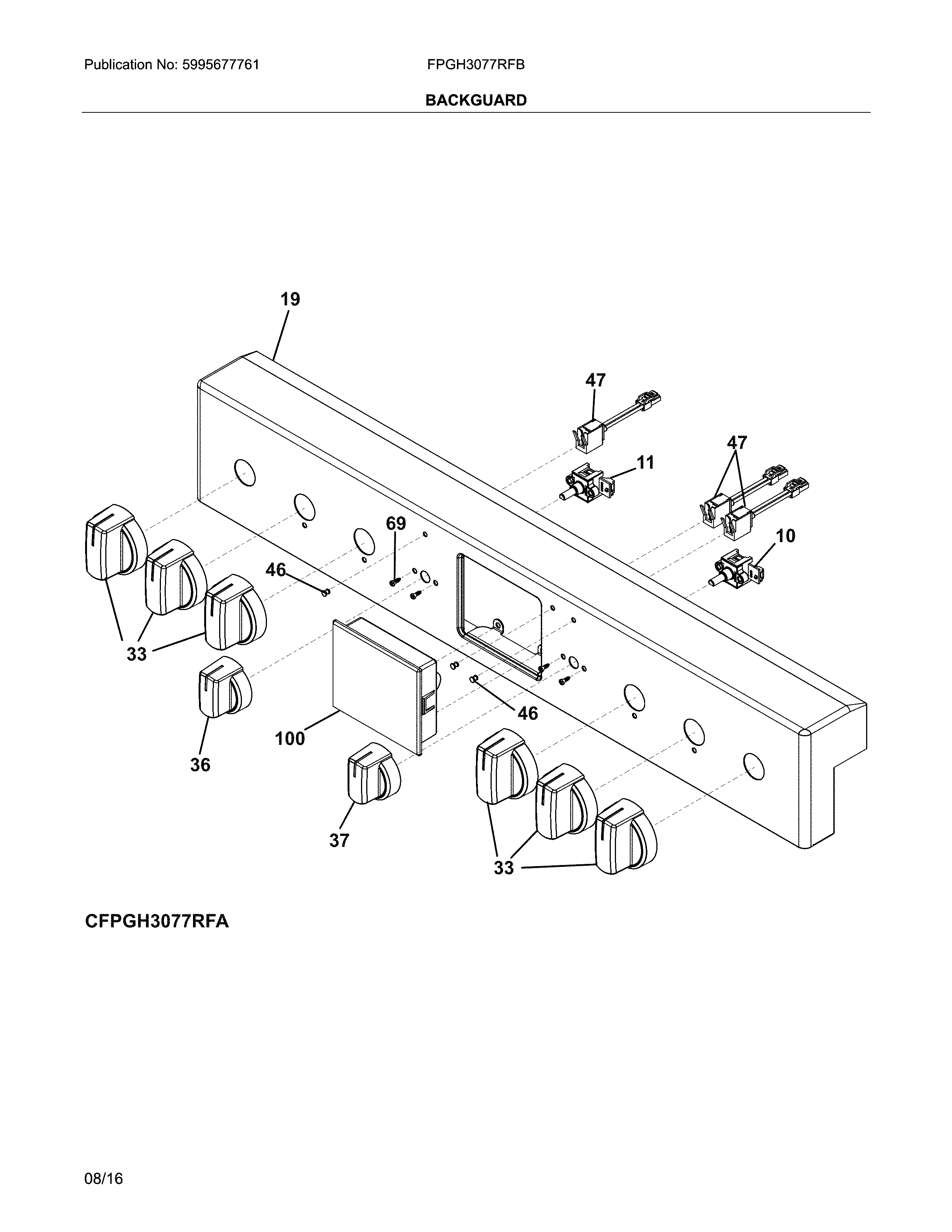 Frigidaire FPGH3077RFB backguard diagram