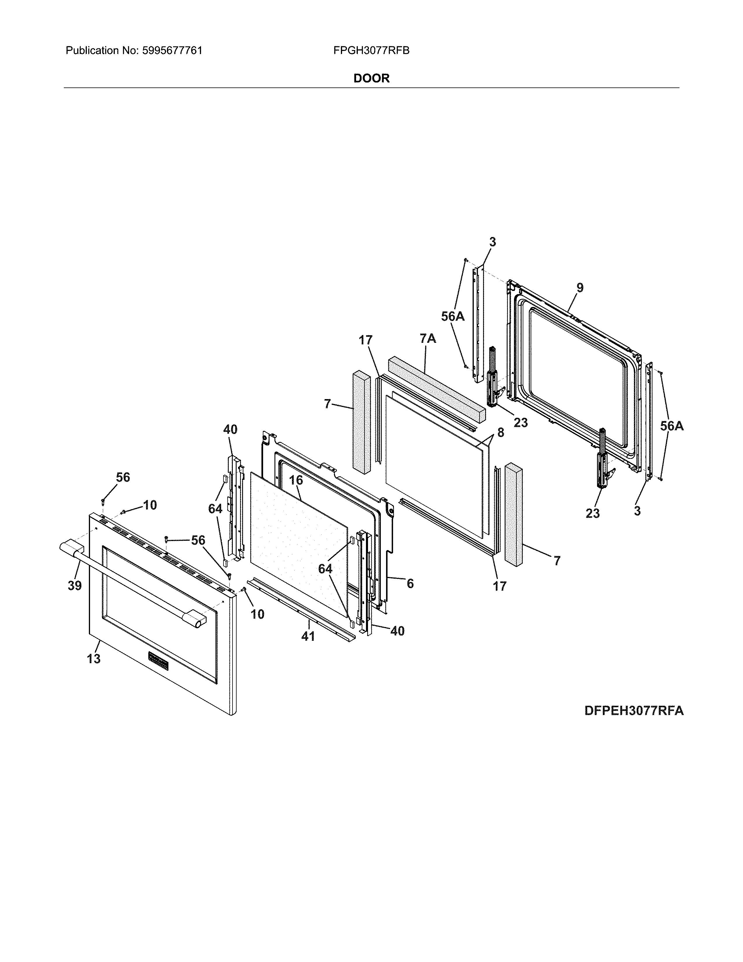 Frigidaire FPGH3077RFB door diagram