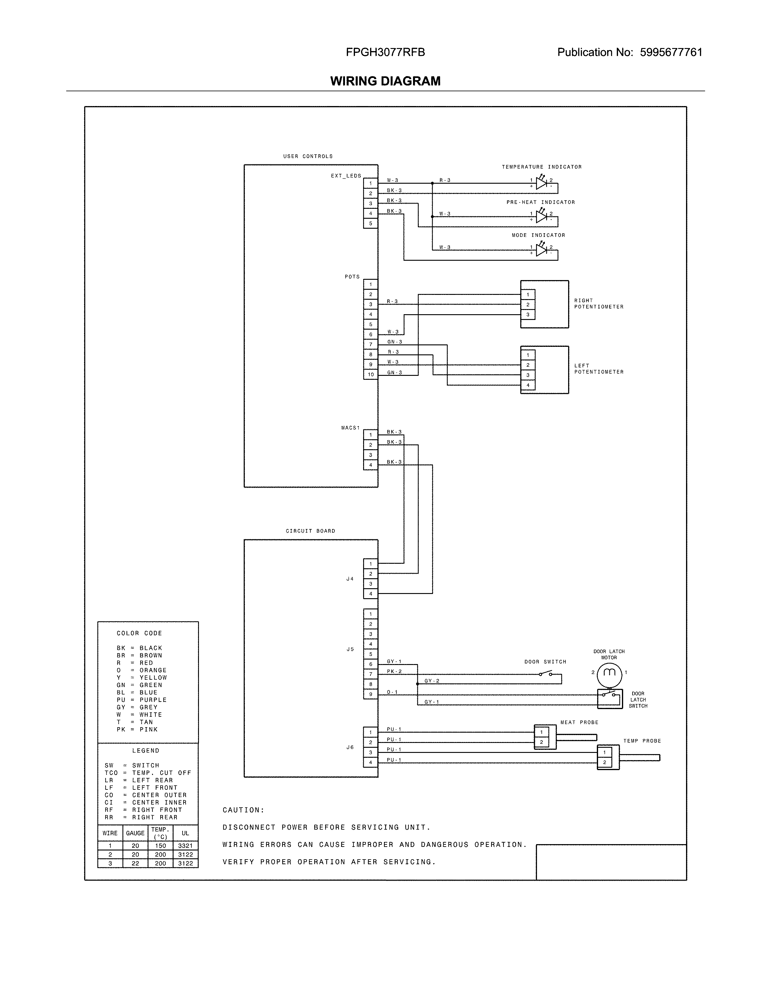 Frigidaire FPGH3077RFB wiring diagram diagram