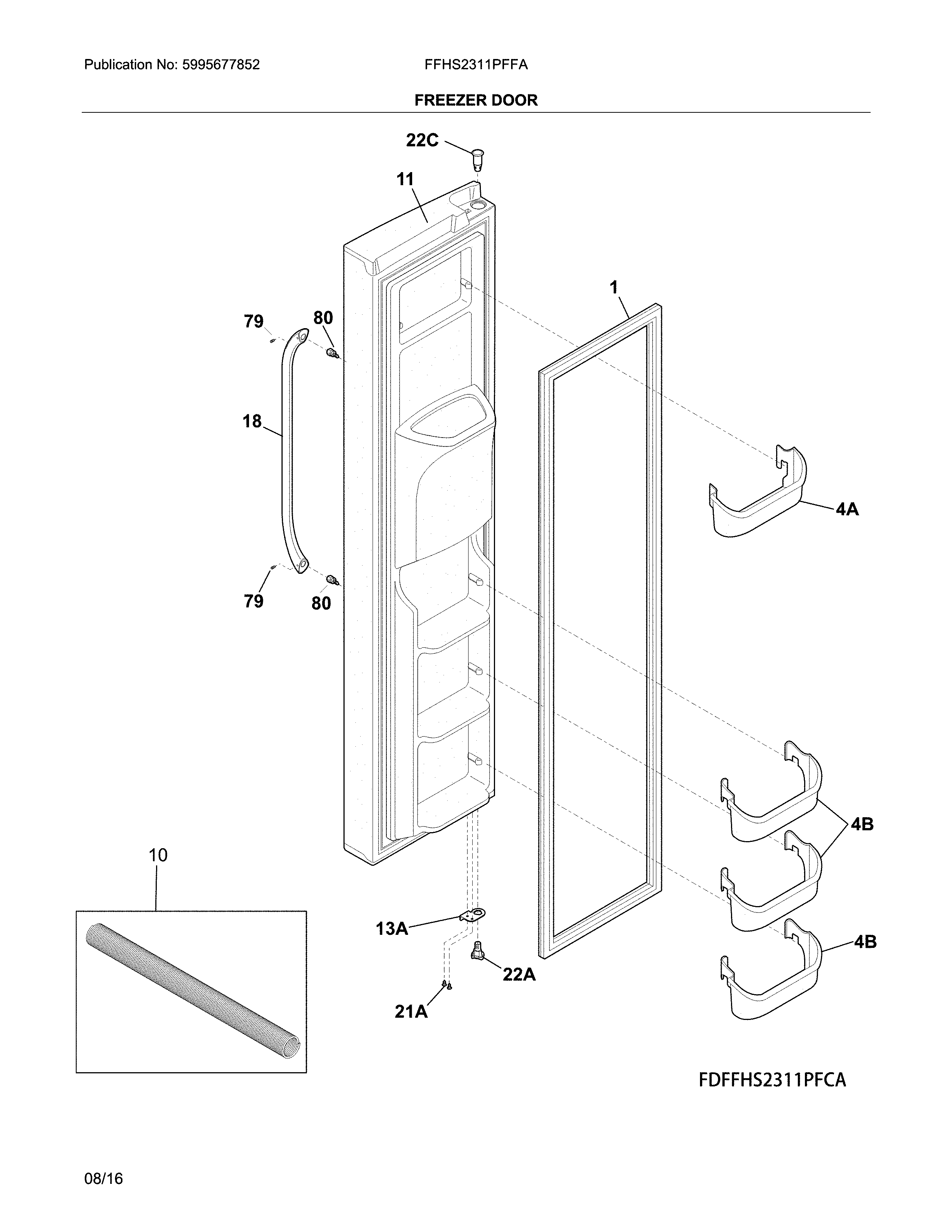 Frigidaire FFHS2311PFFA freezer door diagram