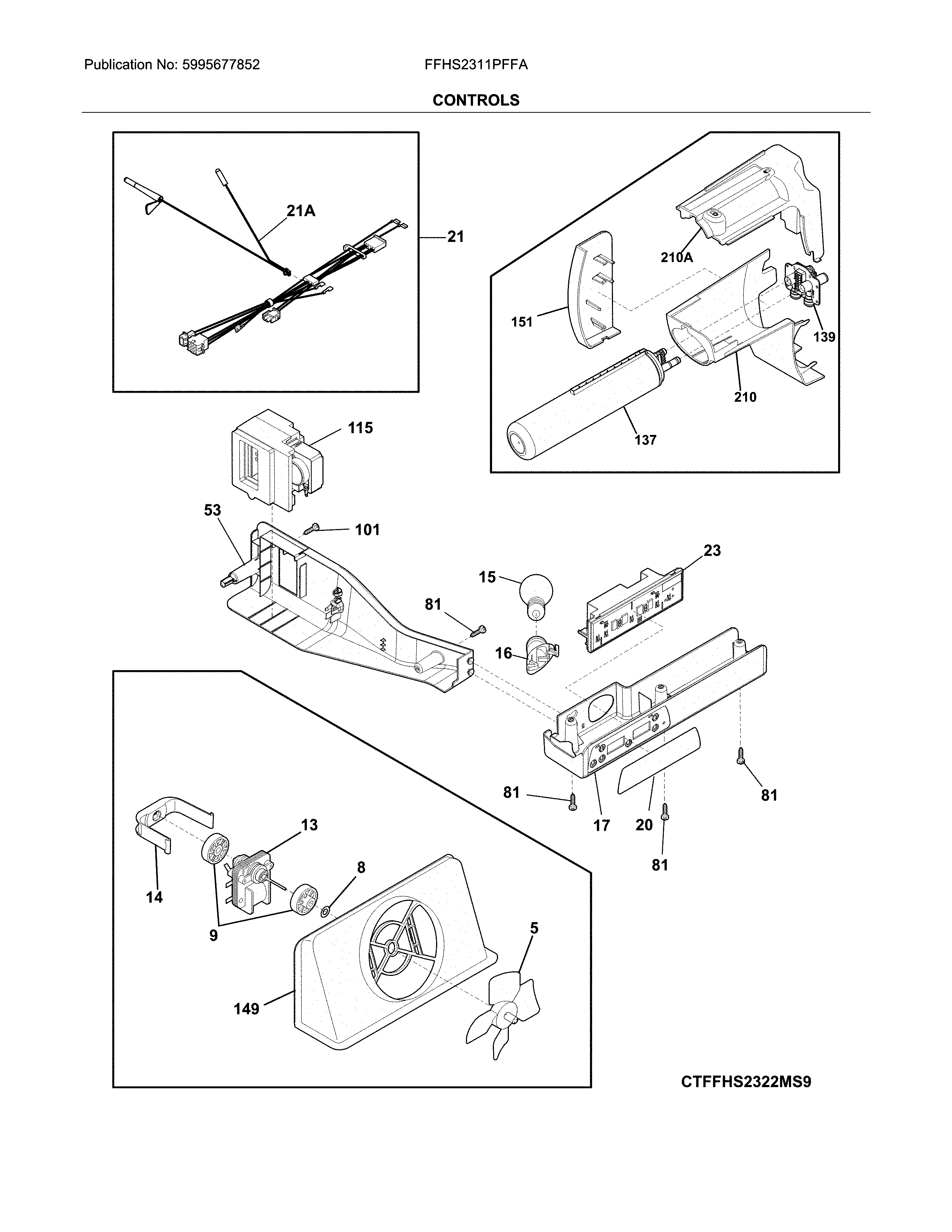 Frigidaire FFHS2311PFFA controls diagram