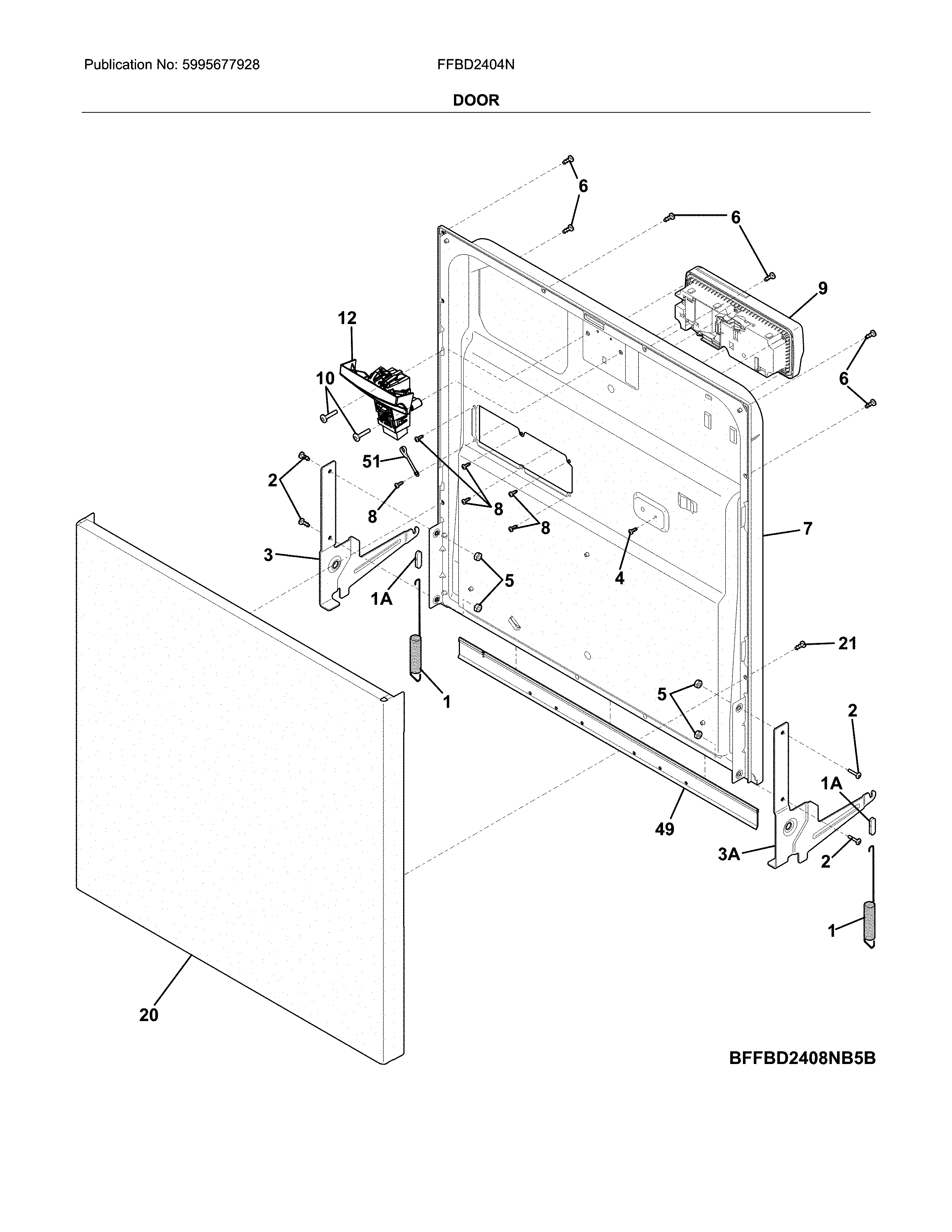 Frigidaire FFBD2404NS8C door diagram
