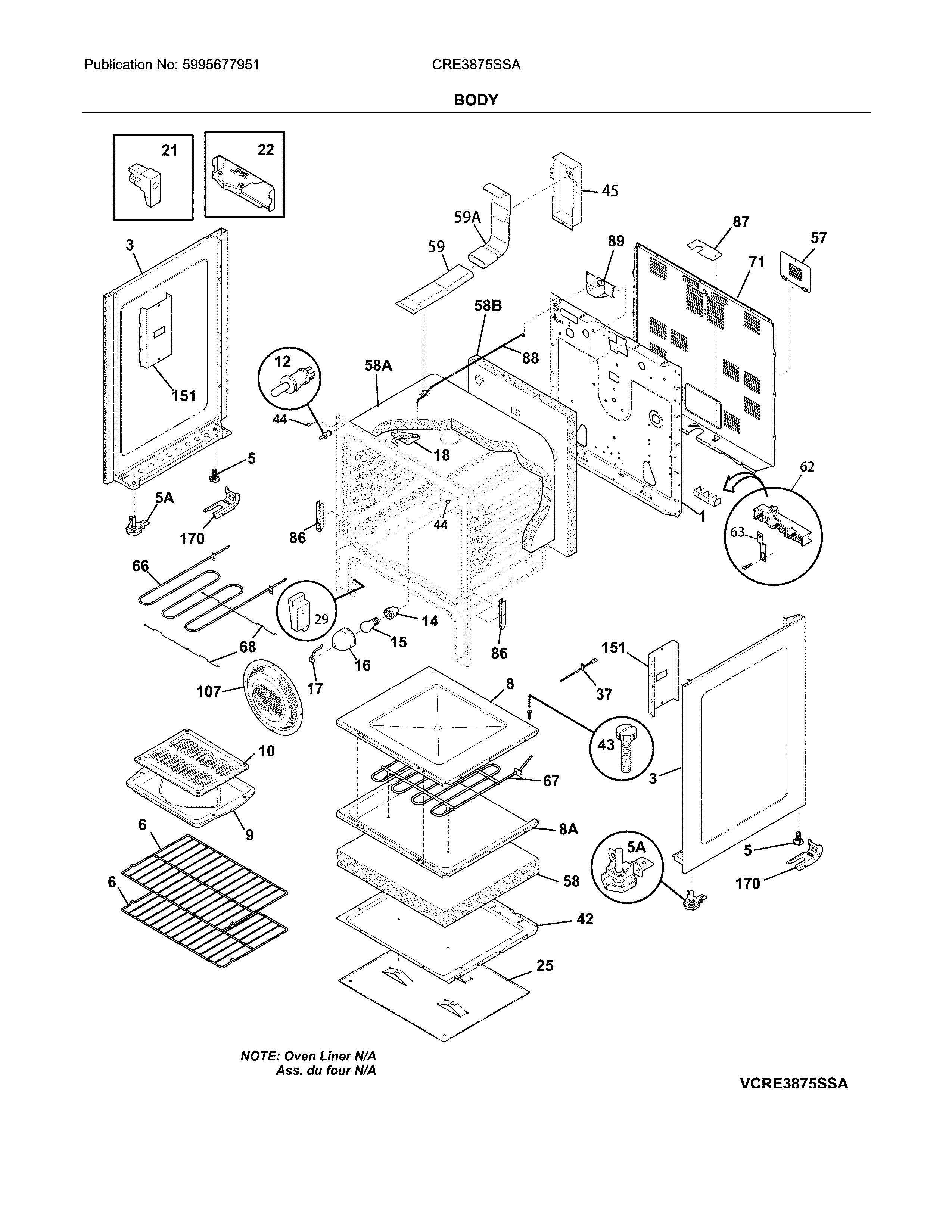Crosley CRE3875SSA body diagram