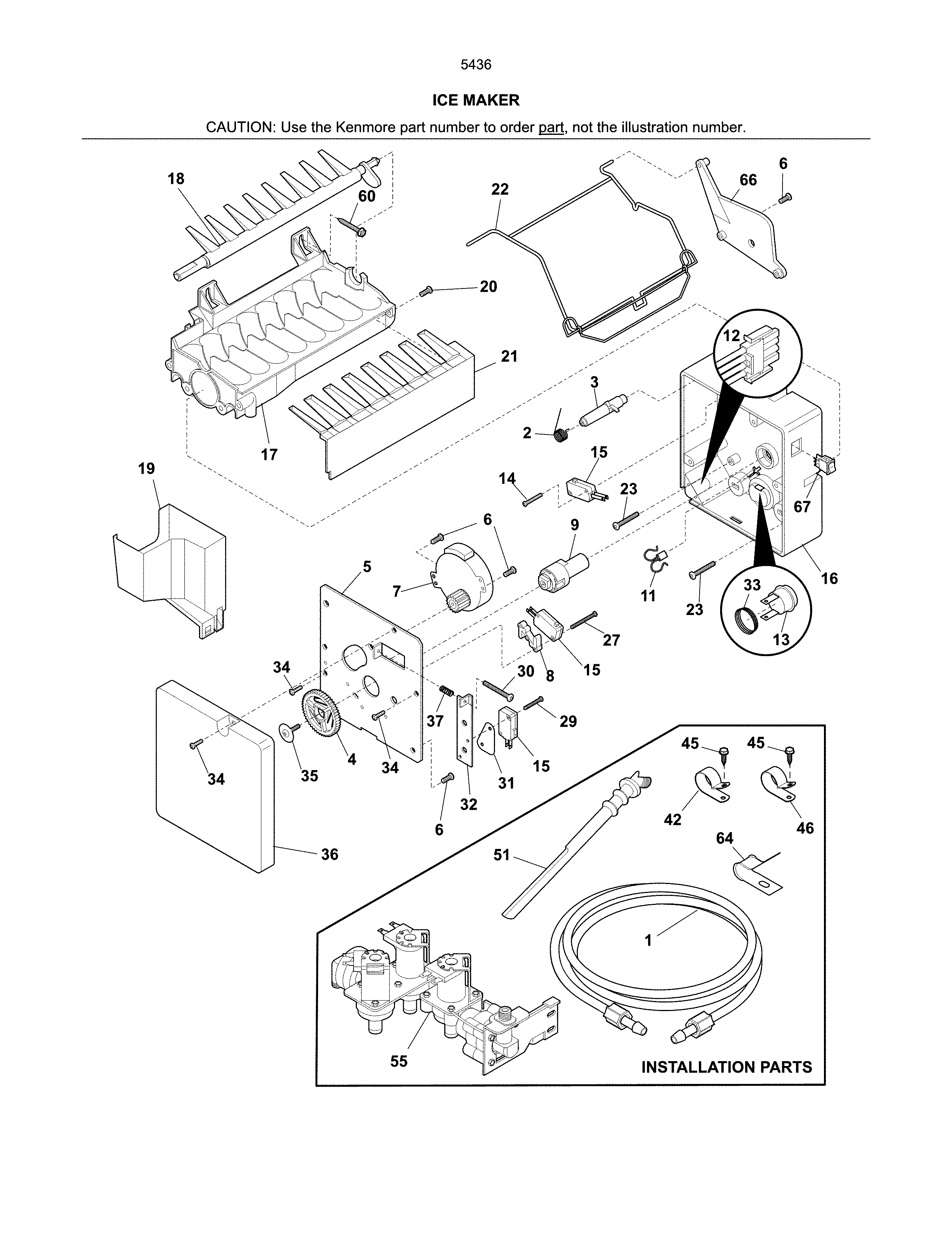 Kenmore 25354364403 ice maker diagram