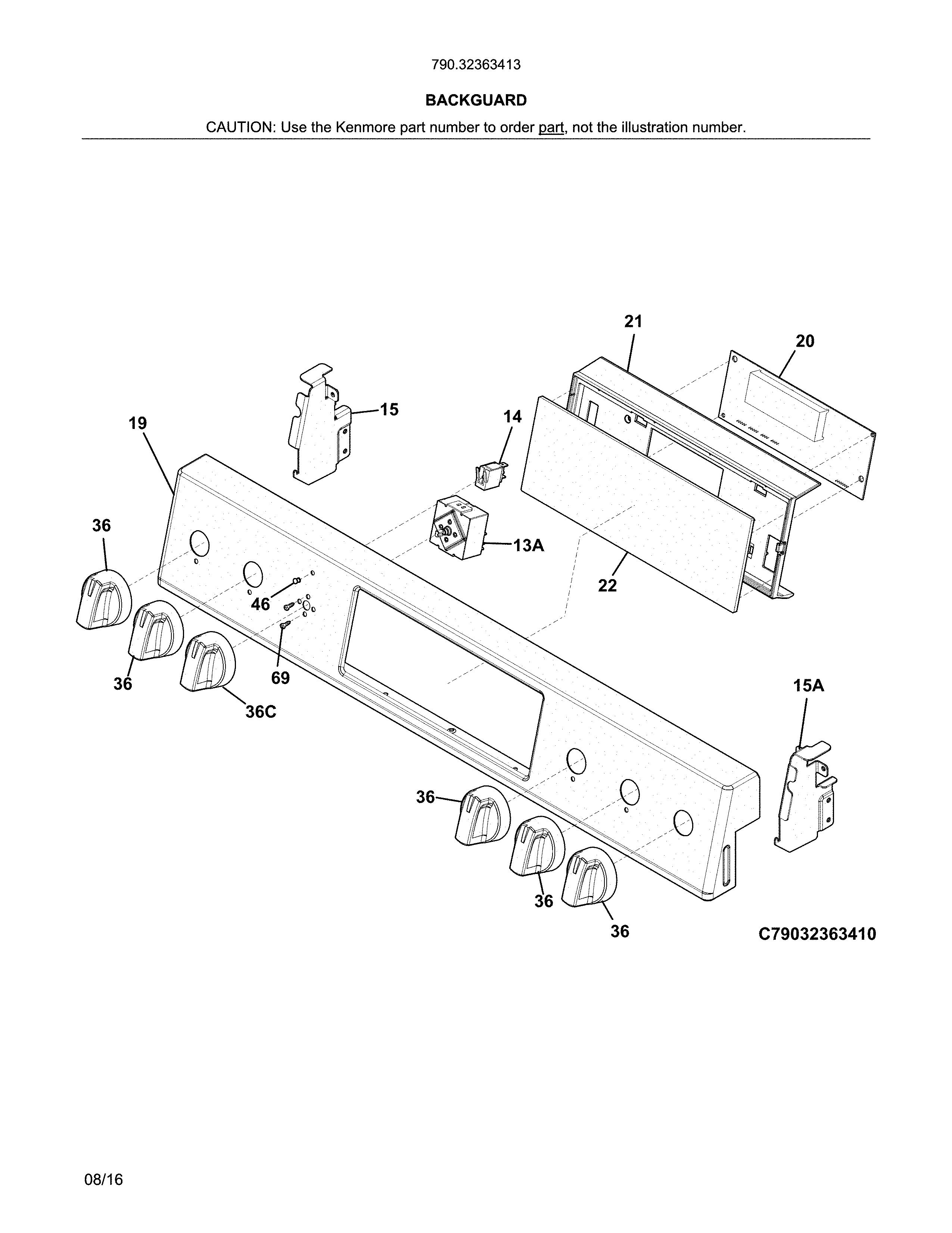Kenmore Elite 79032363413 backguard diagram