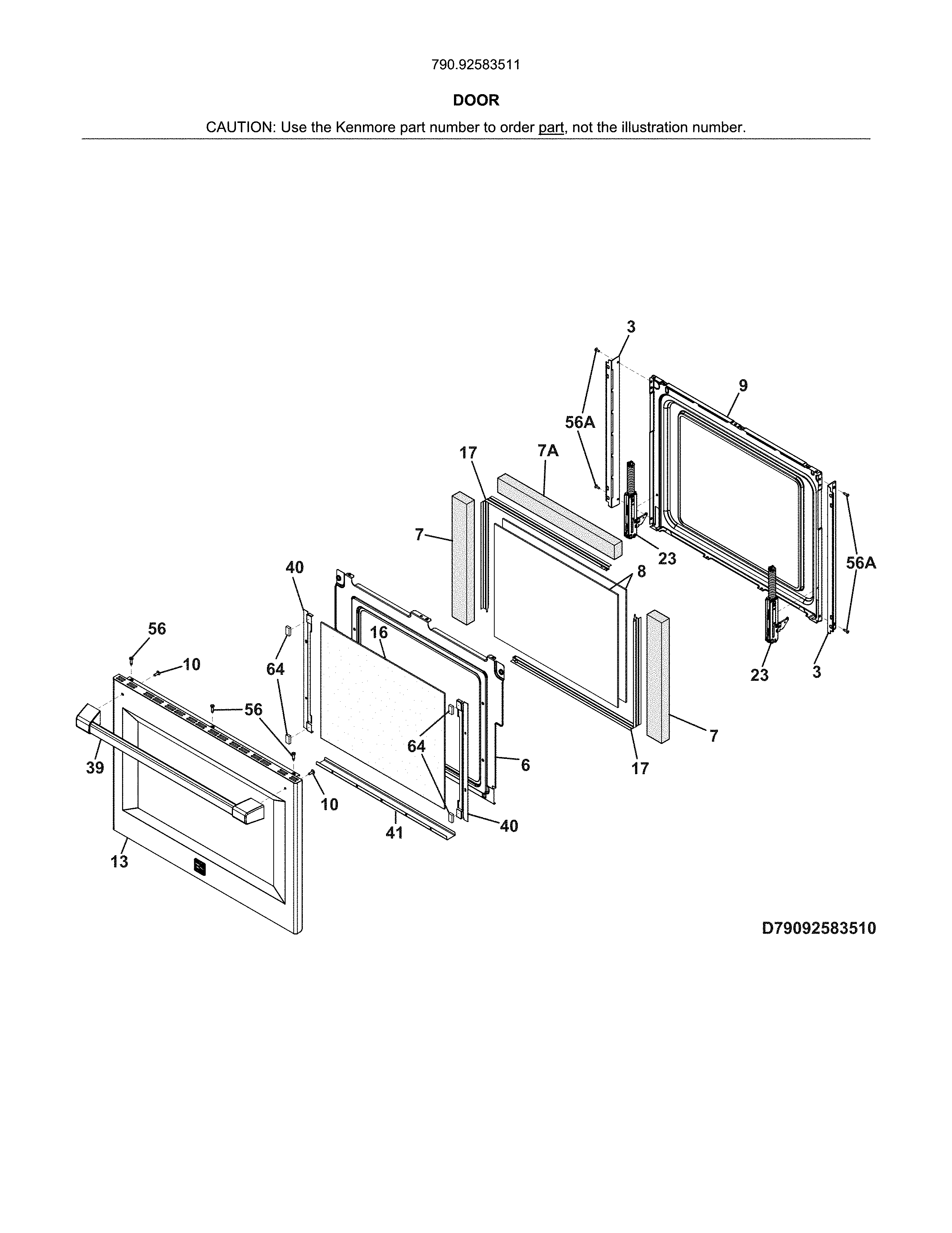 Kenmore Pro 79092583511 door diagram