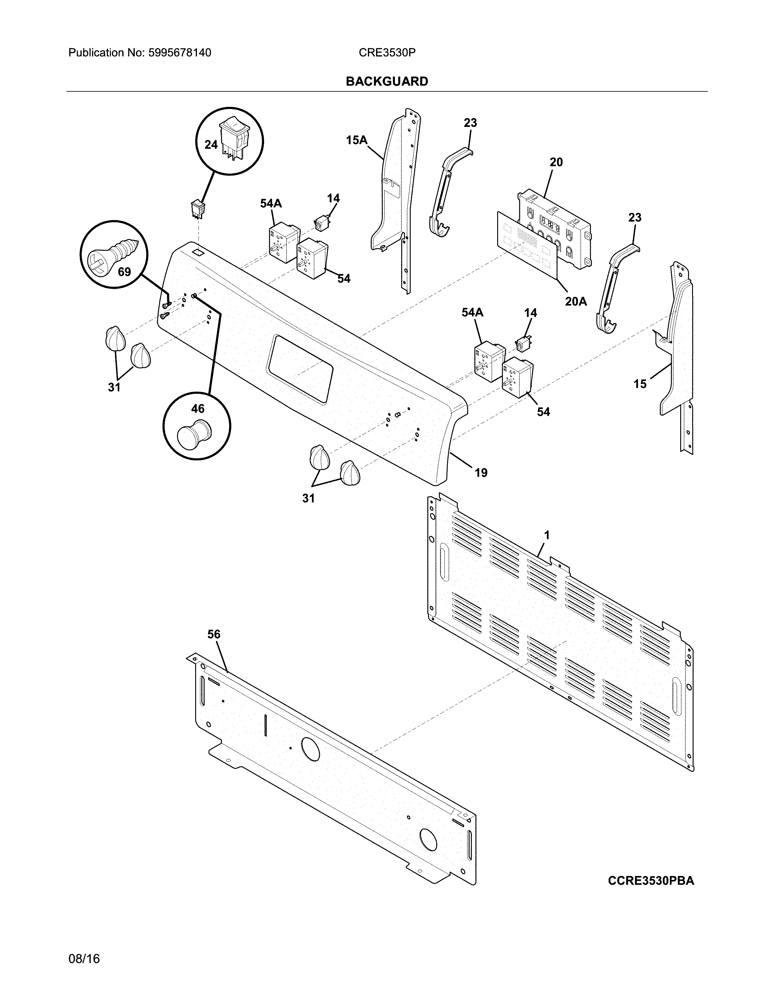 Crosley CRE3530PWD backguard diagram