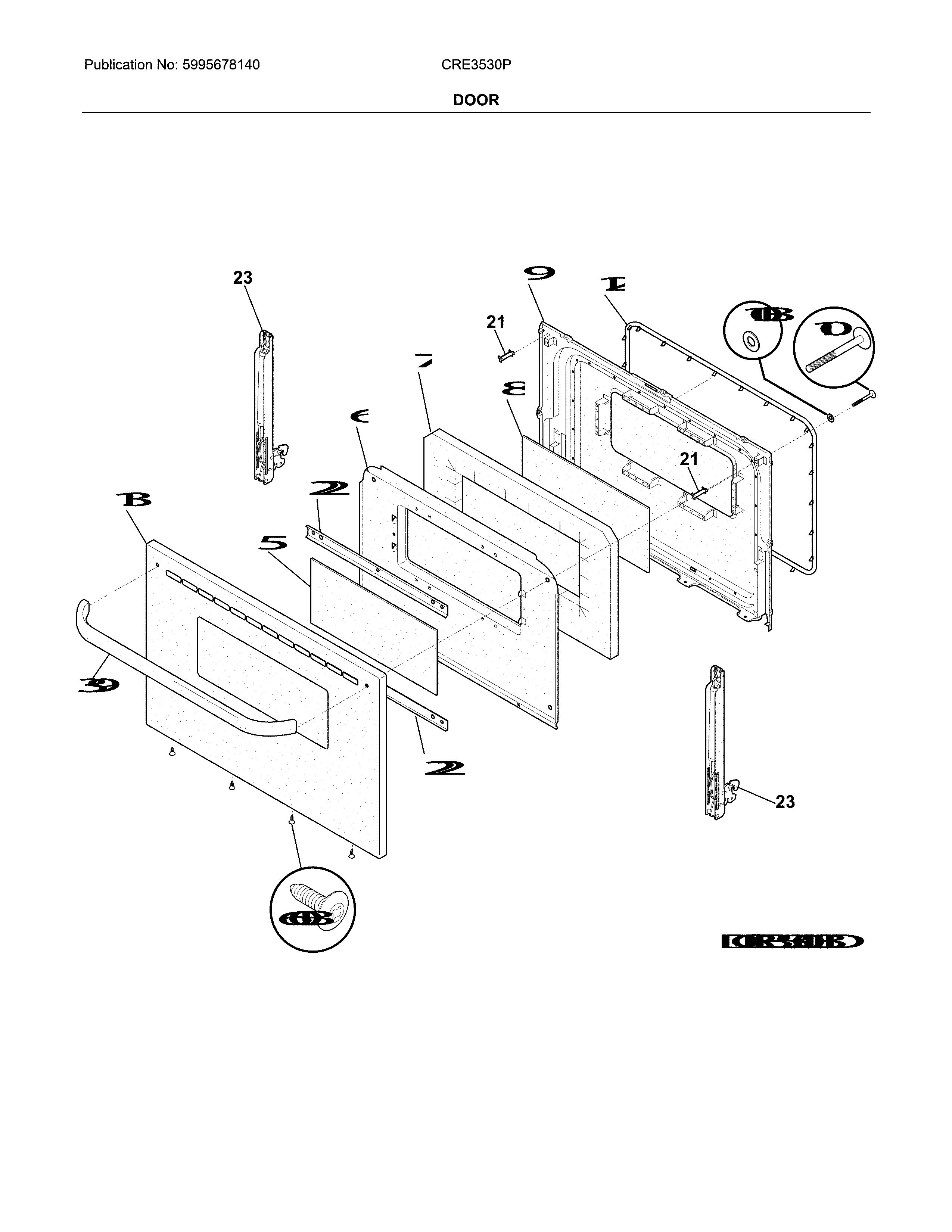 Crosley CRE3530PWD door diagram