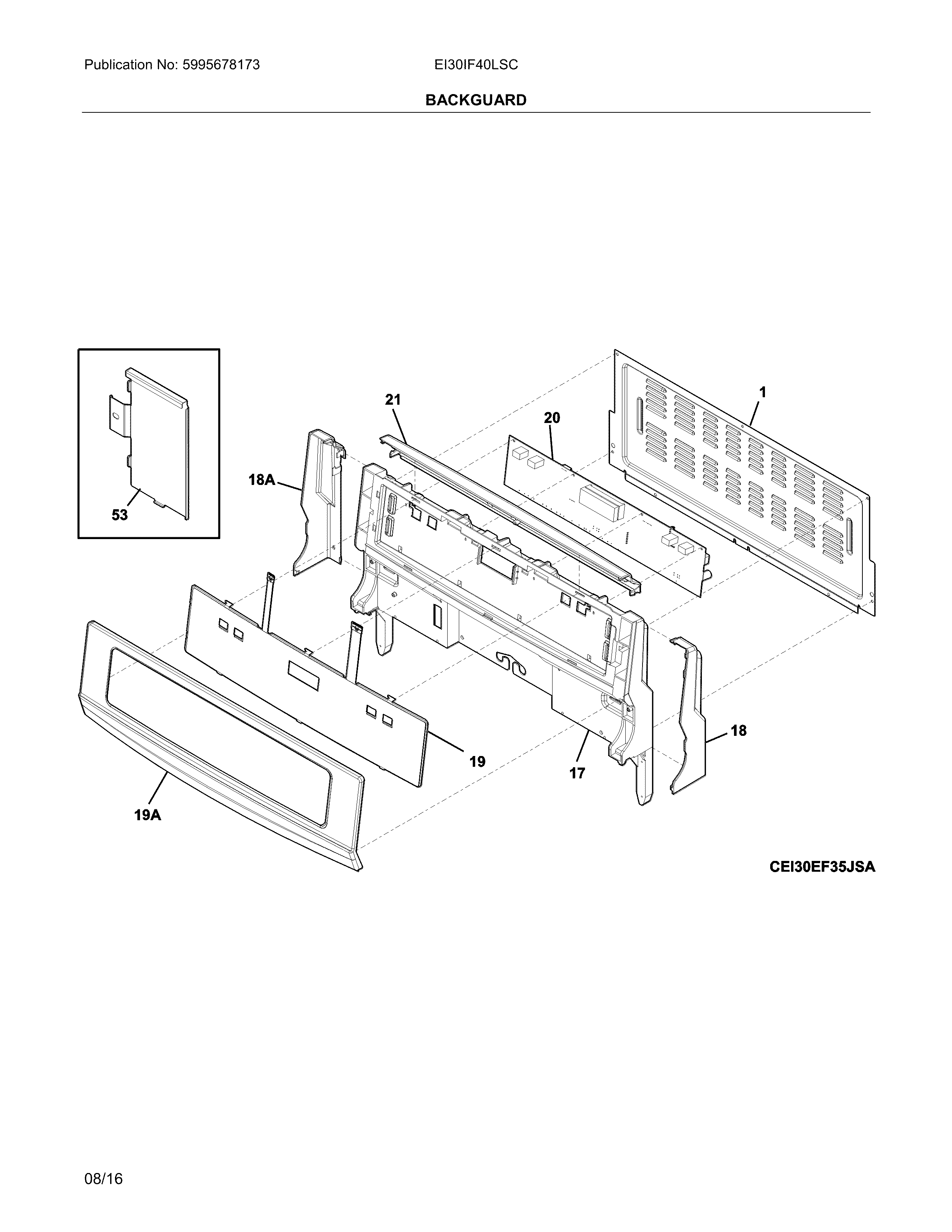 Electrolux EI30IF40LSC backguard diagram