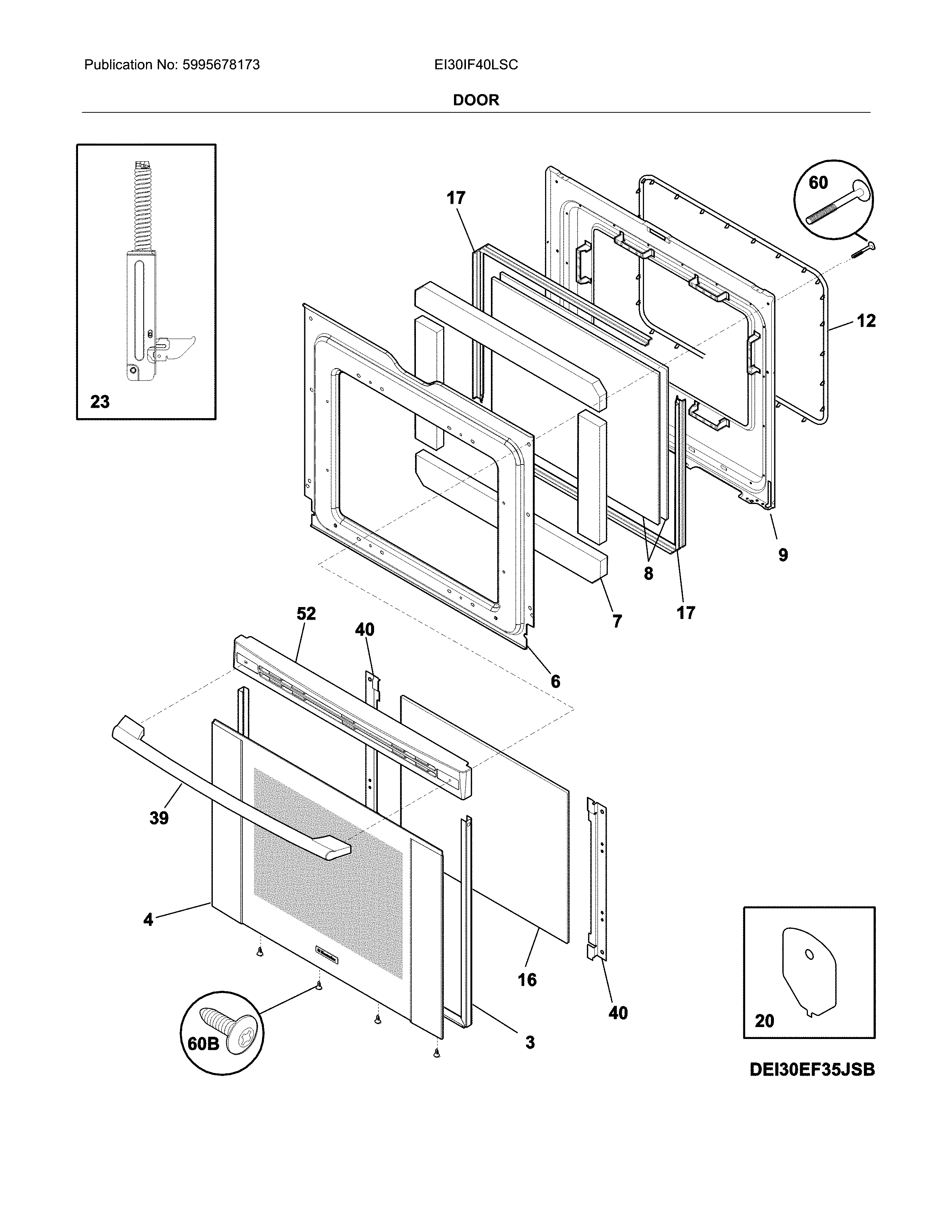 Electrolux EI30IF40LSC door diagram