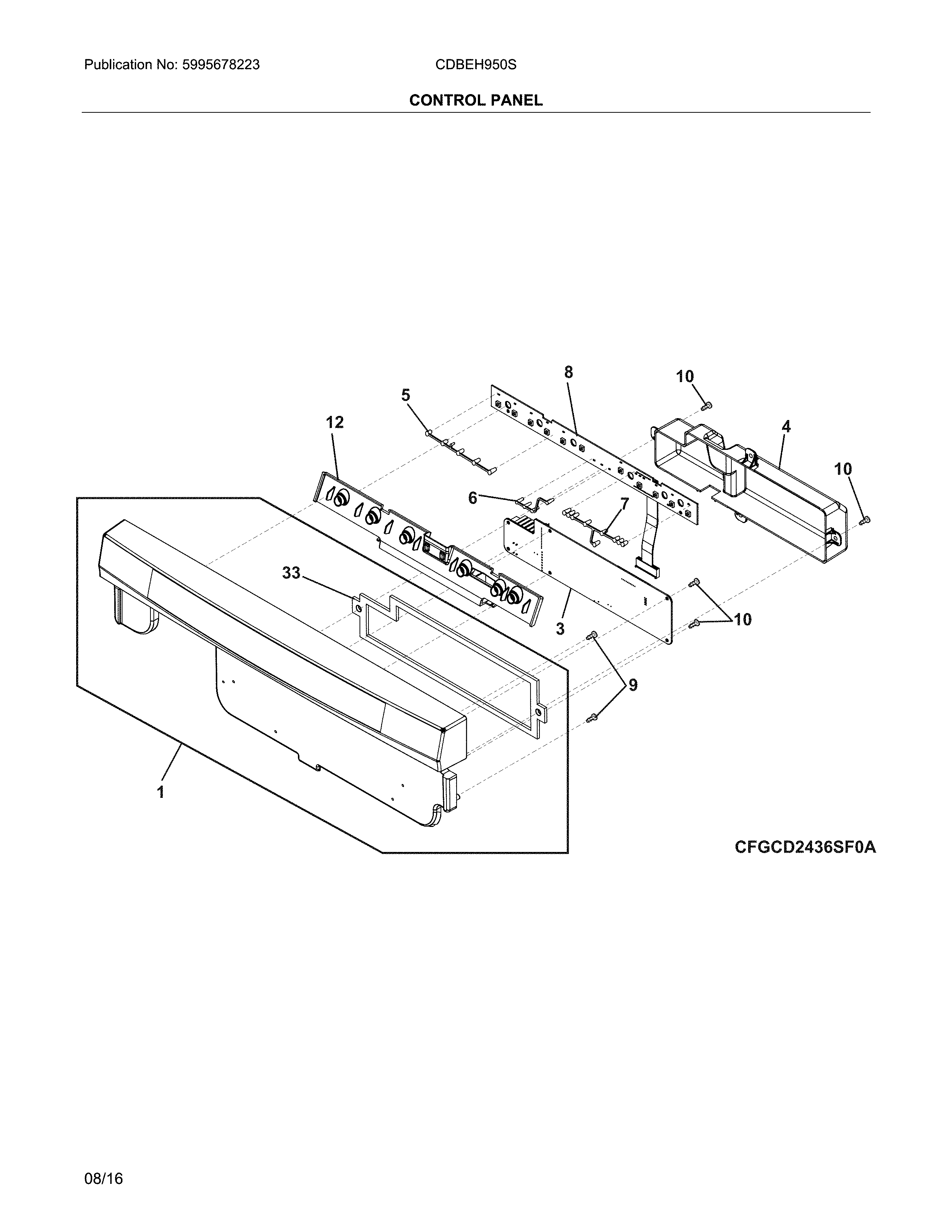 Crosley CDBEH950SW0A control panel diagram