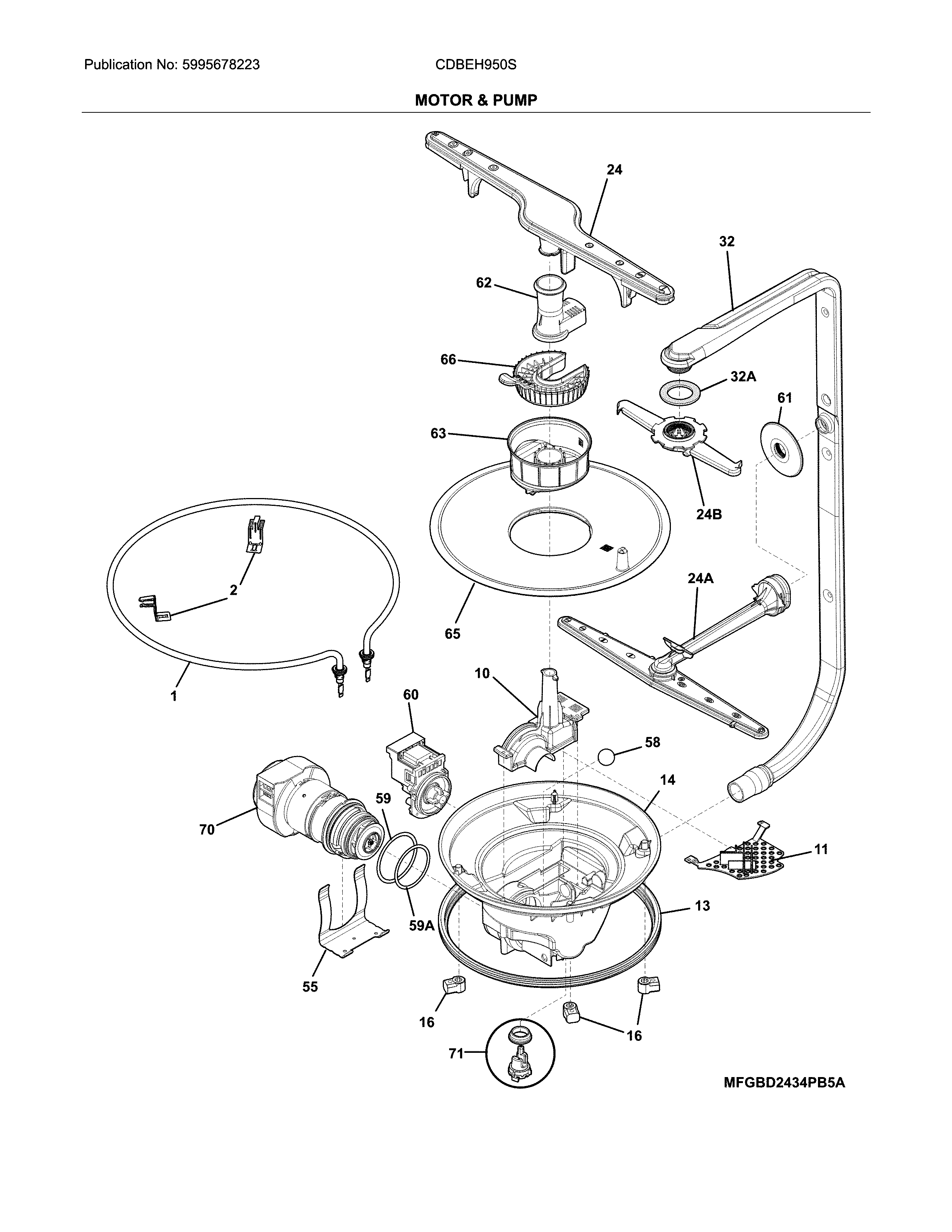 Crosley CDBEH950SW0A motor & pump diagram