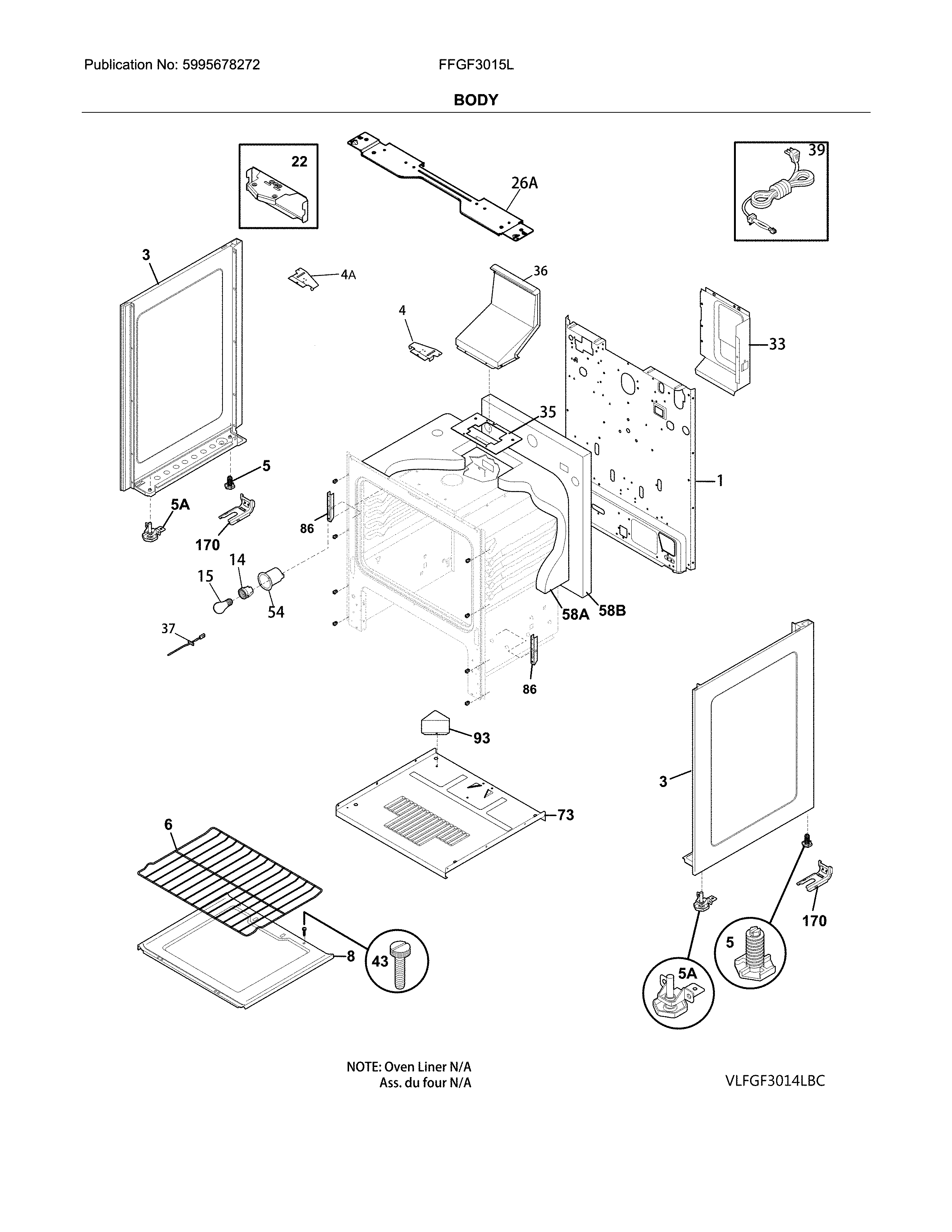 Frigidaire FFGF3015LBG body diagram