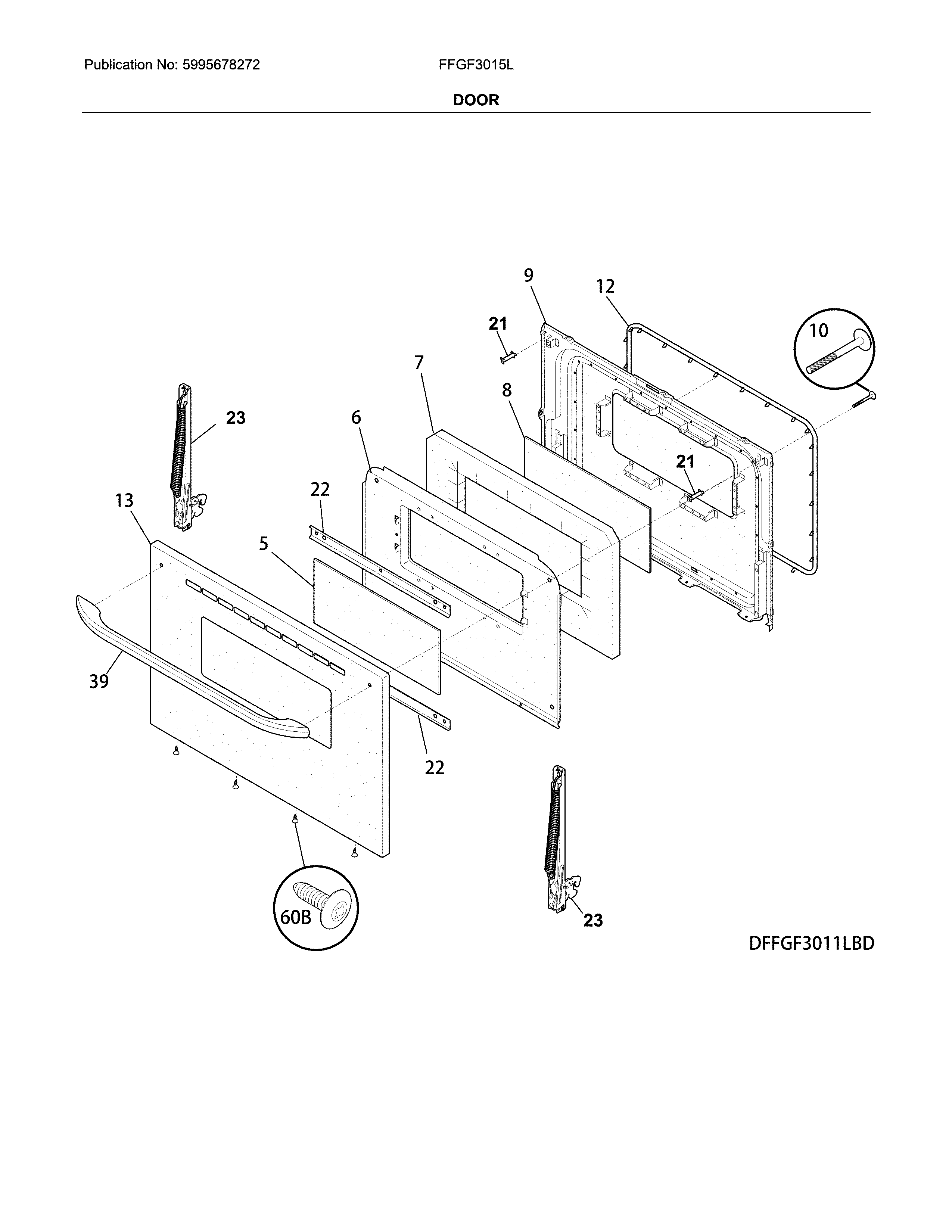 Frigidaire FFGF3015LBG door diagram