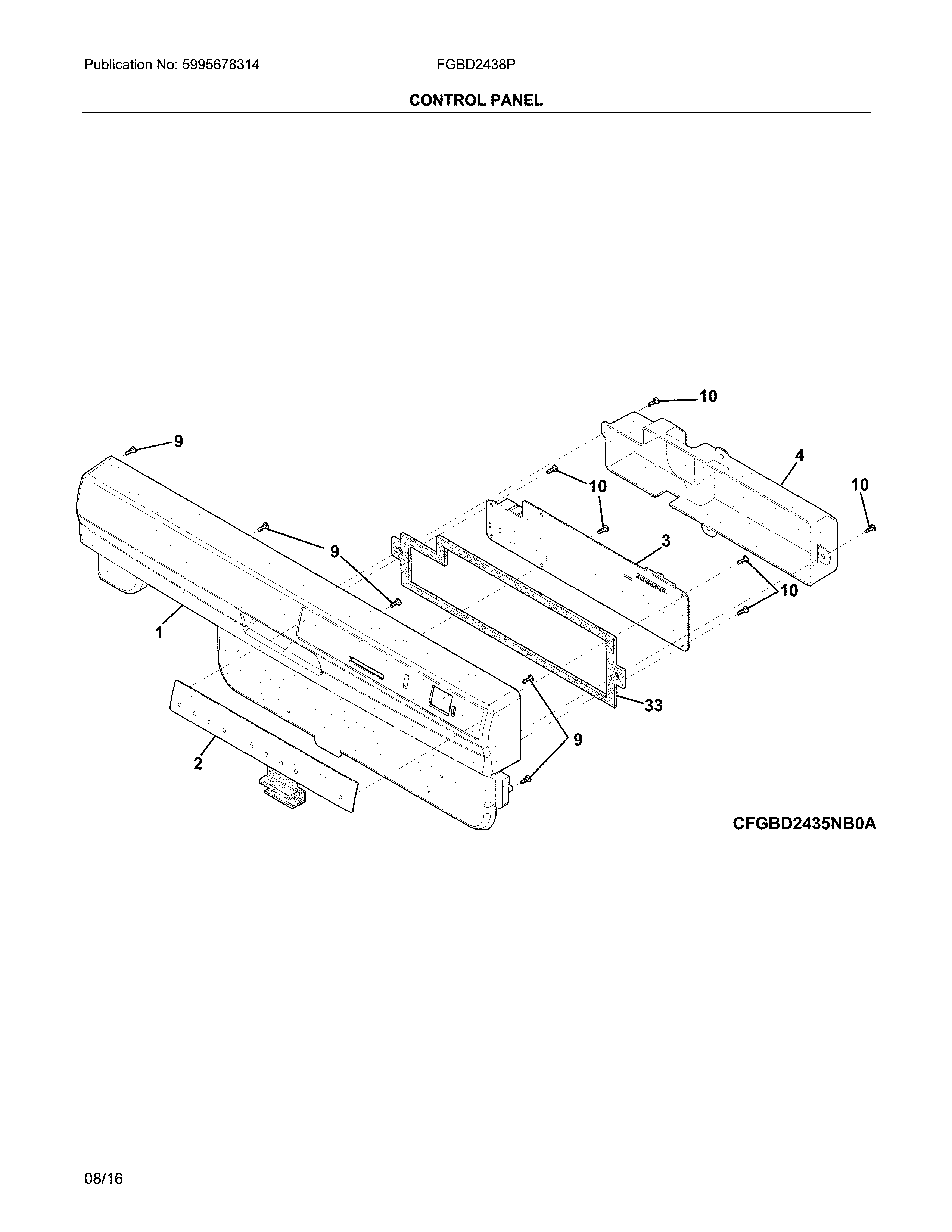 Frigidaire FGBD2438PW9B control panel diagram