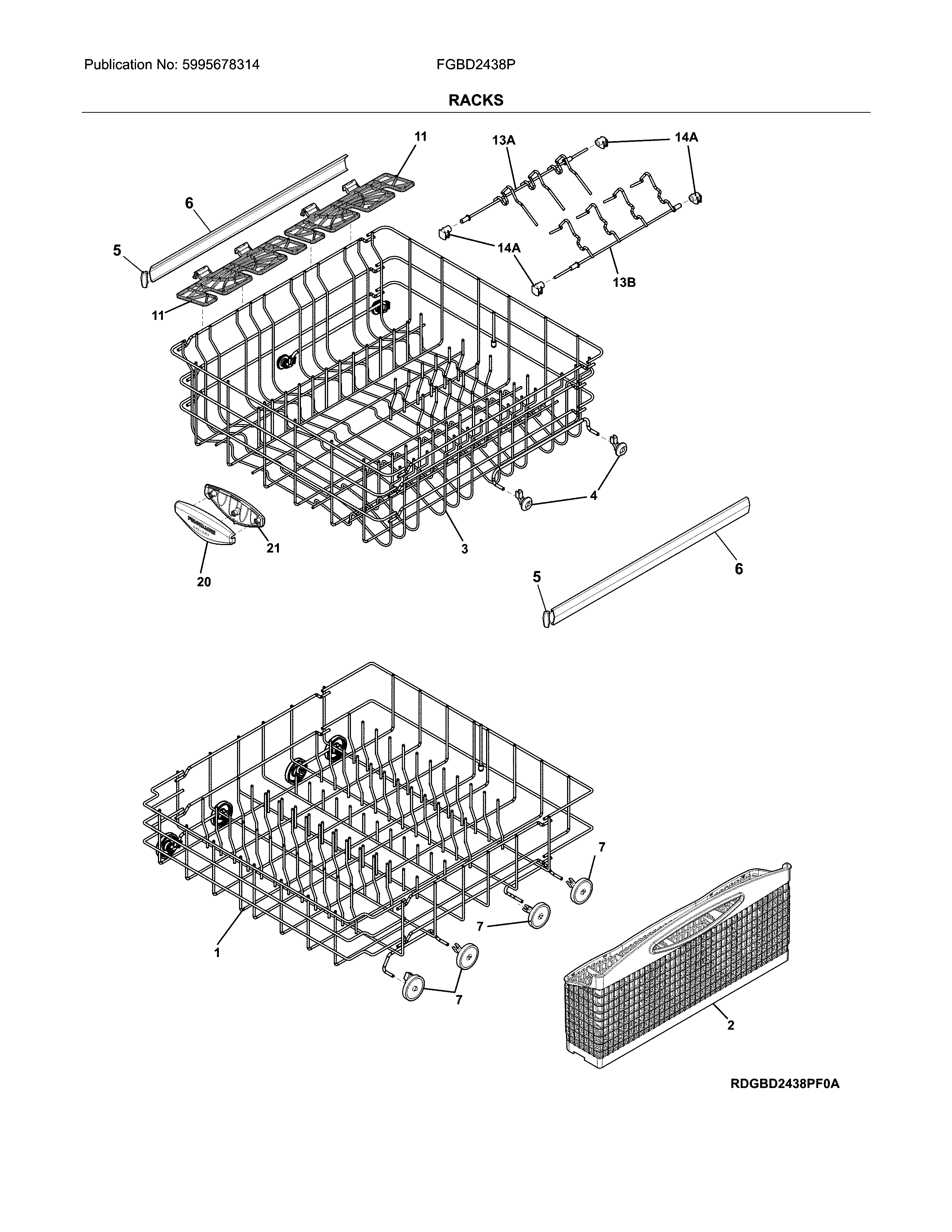 Frigidaire FGBD2438PW9B racks diagram